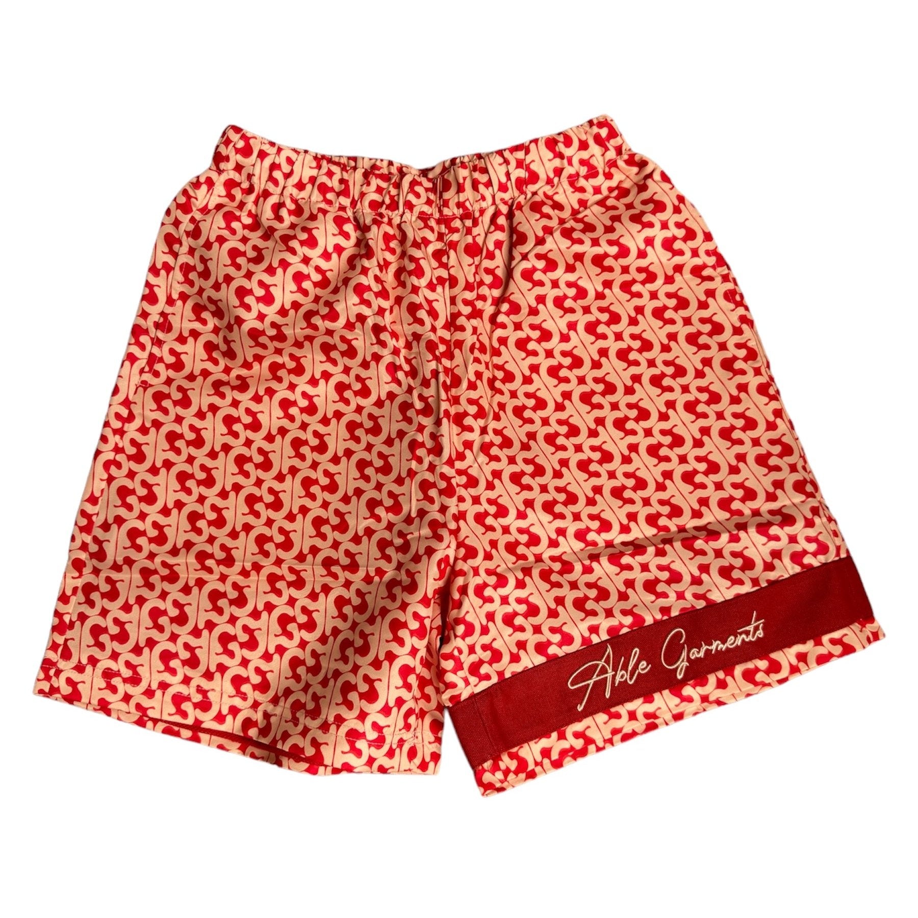 Able Garments "Monogram" Shorts (Red/Cream)