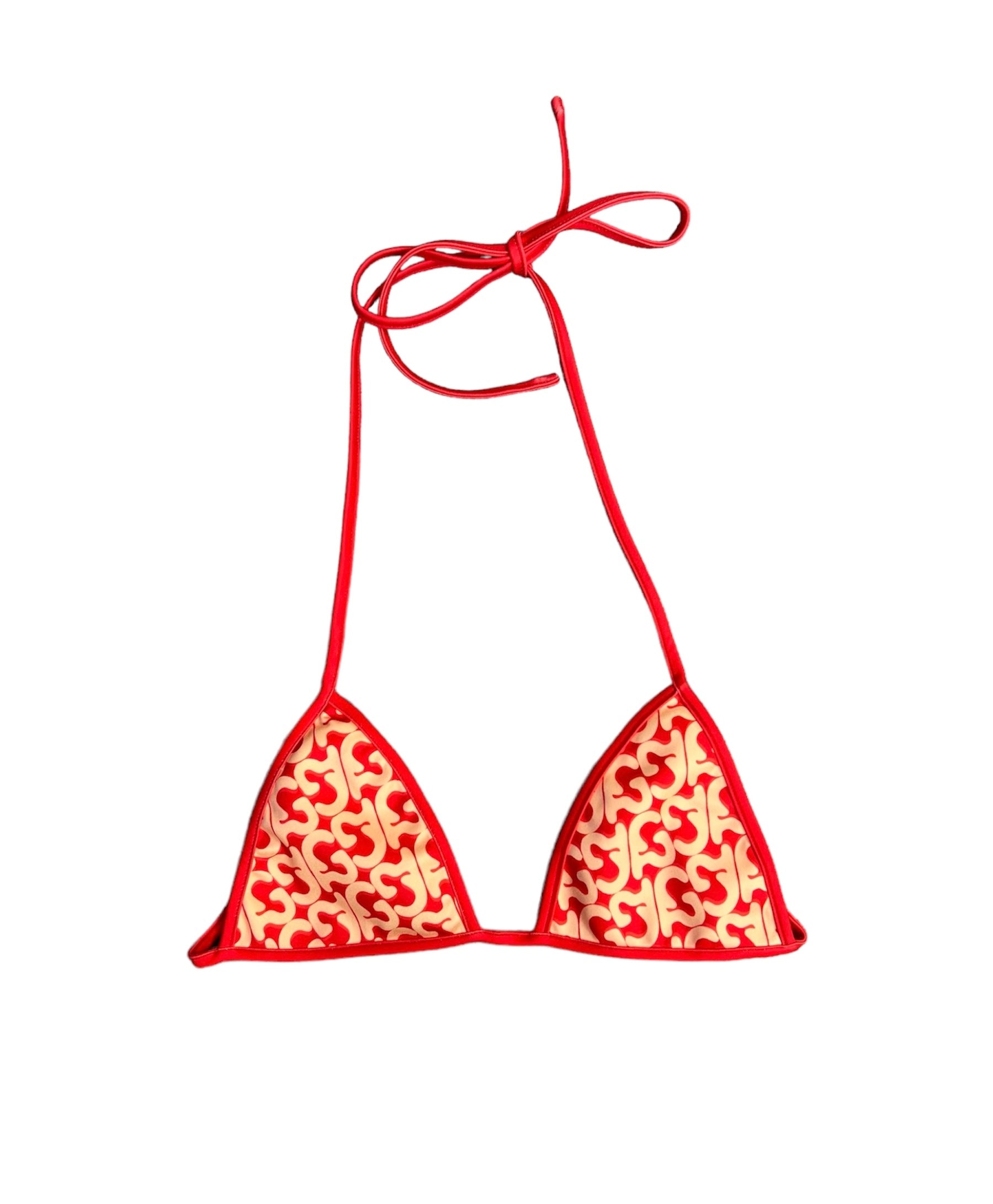Able Garments "Monogram" Bikini Top (Red/Cream)