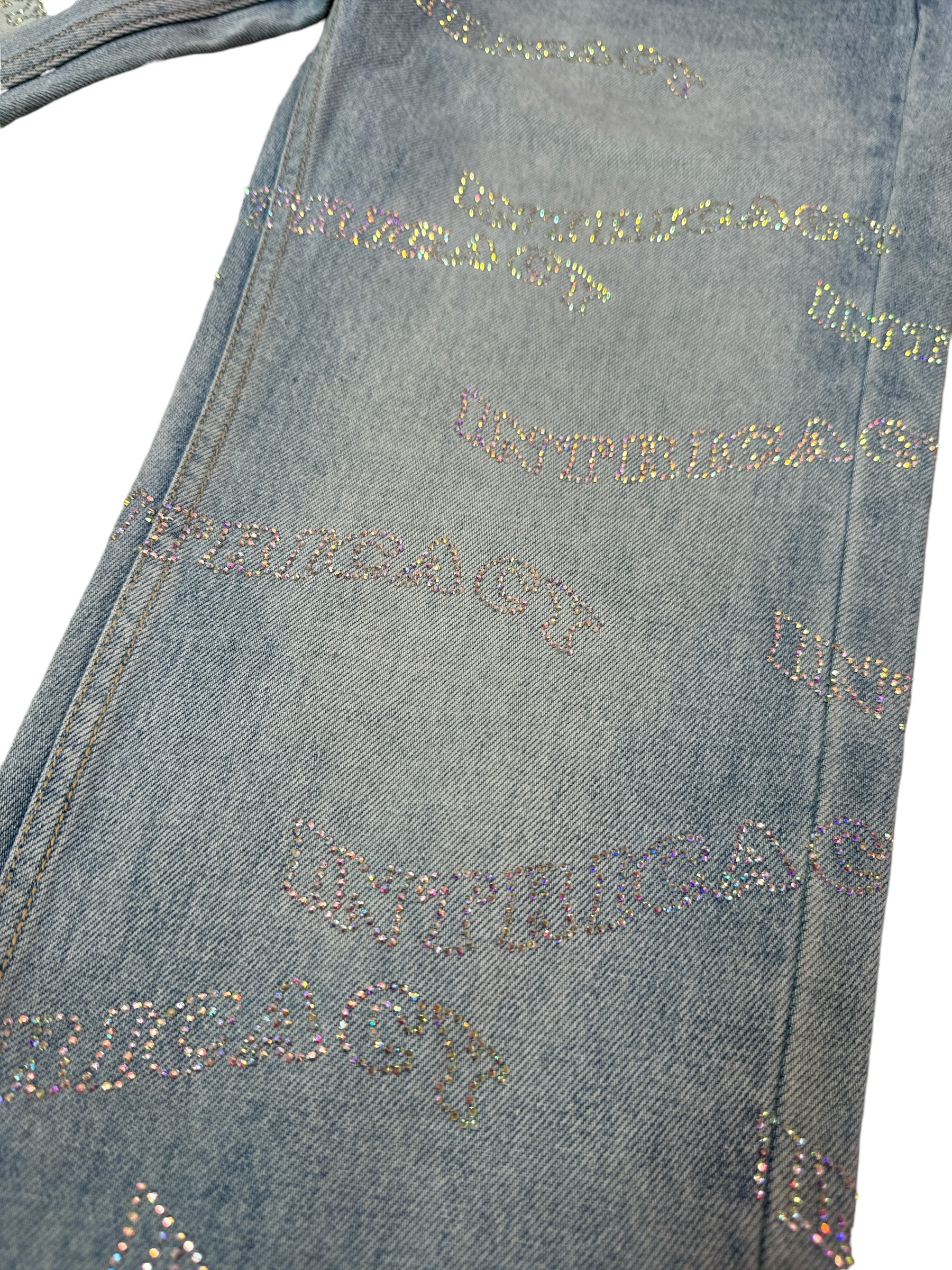 Lost Intricacy Rhinestone Denim Light Wash