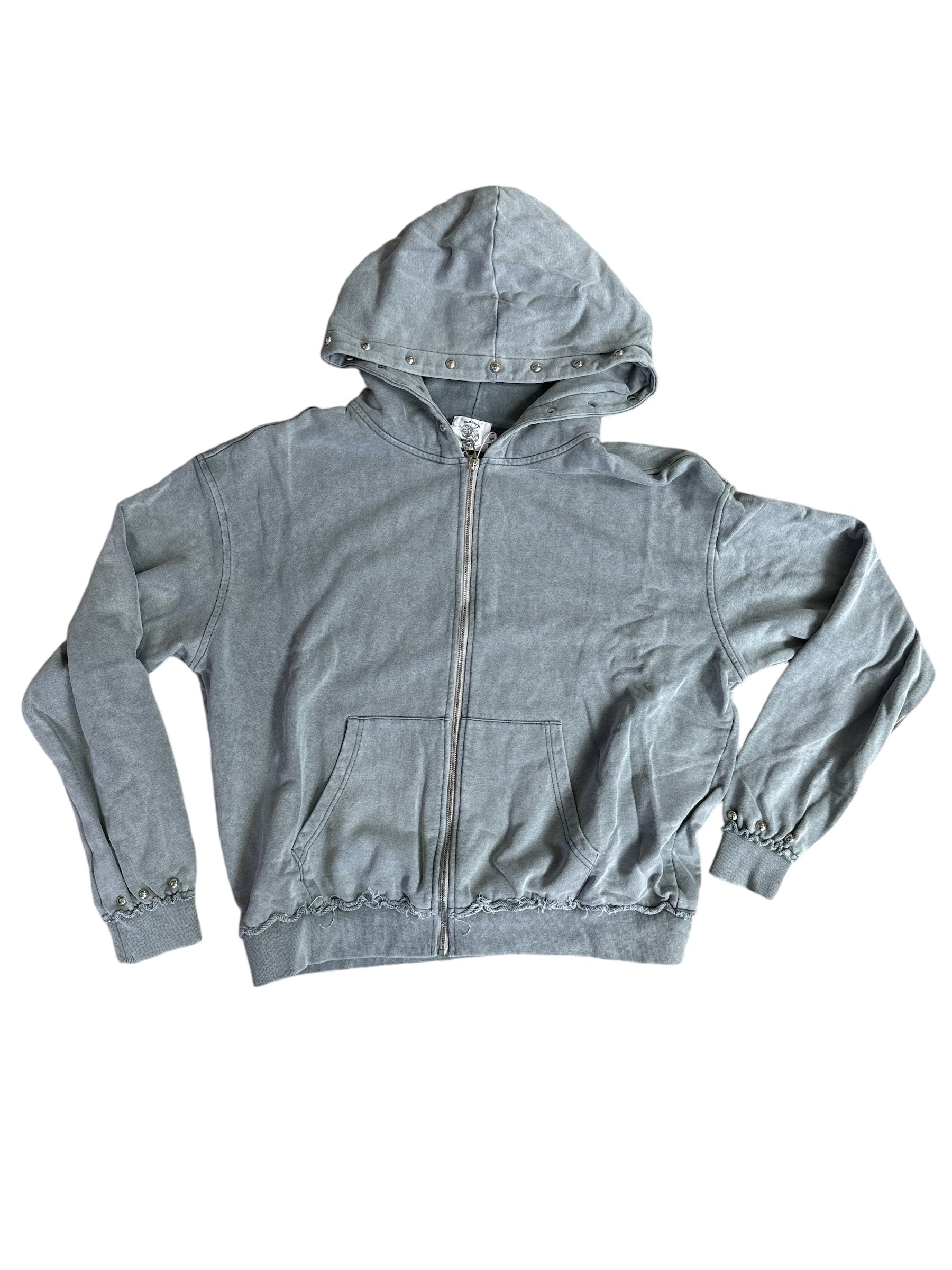 Saint Vanity Light Grey Cotton Zip-Up Hoodie