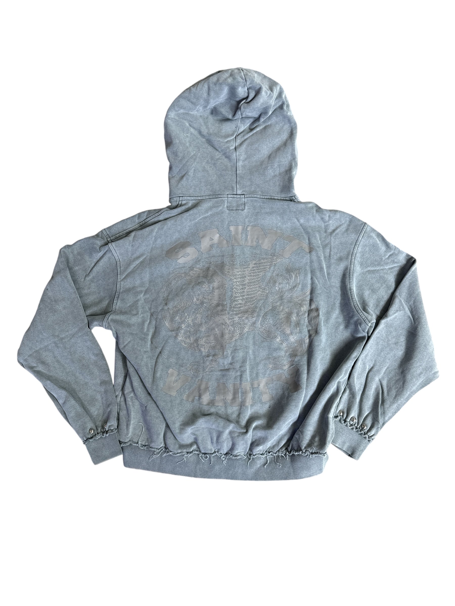 Saint Vanity Light Grey Cotton Zip-Up Hoodie