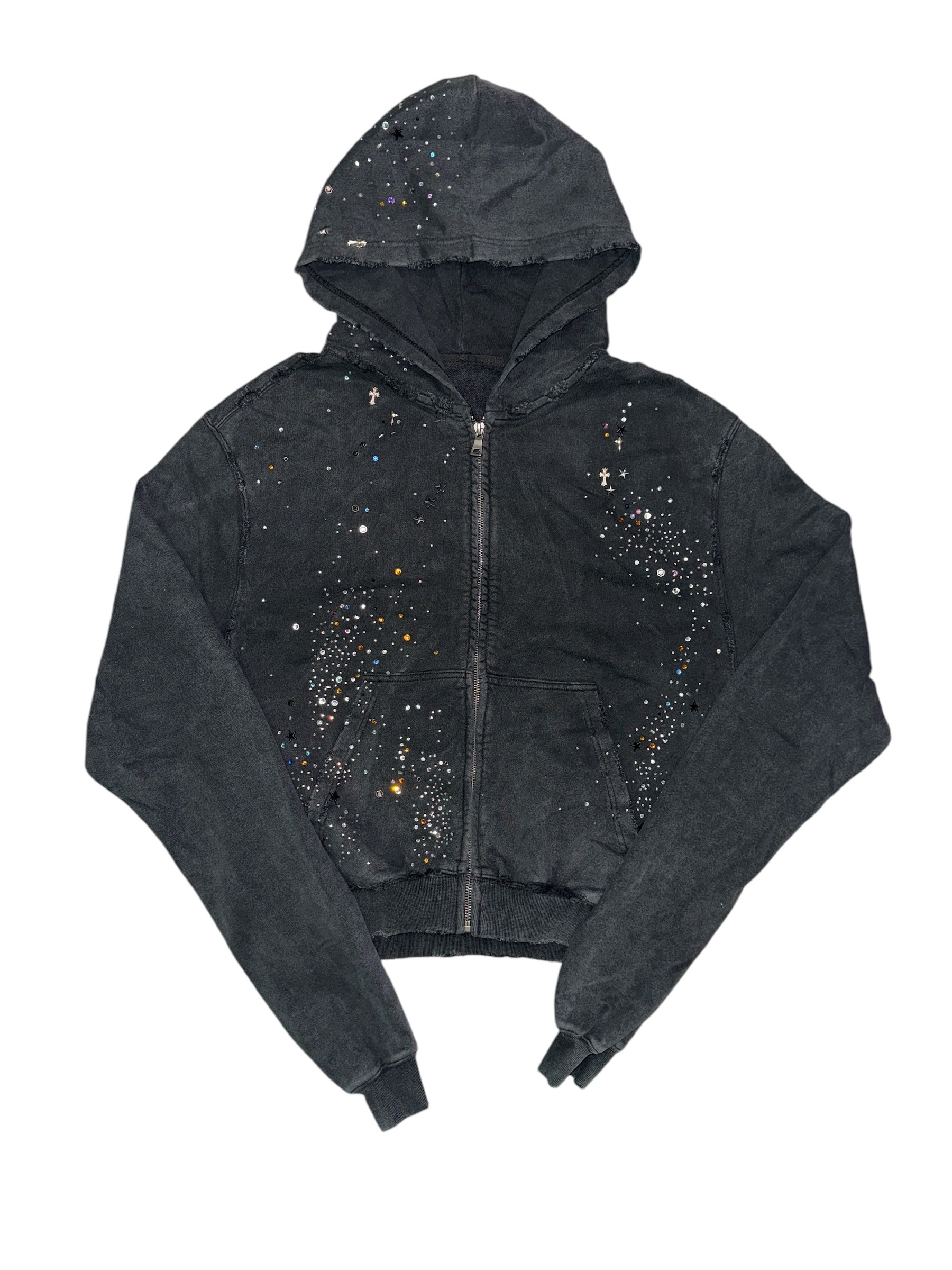DND4DES "Sparkle Diamond" Distress Zip Up Hoodie
