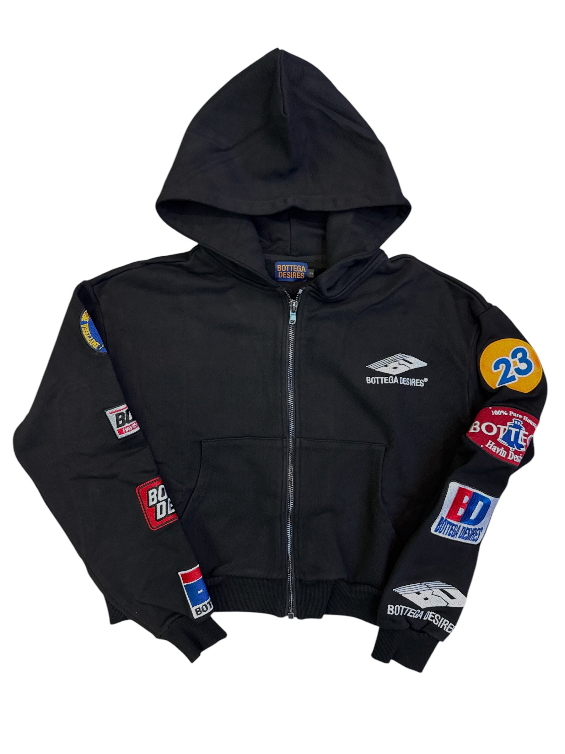 Bottega Desires "Logos" Black Zip-Up Hoodie