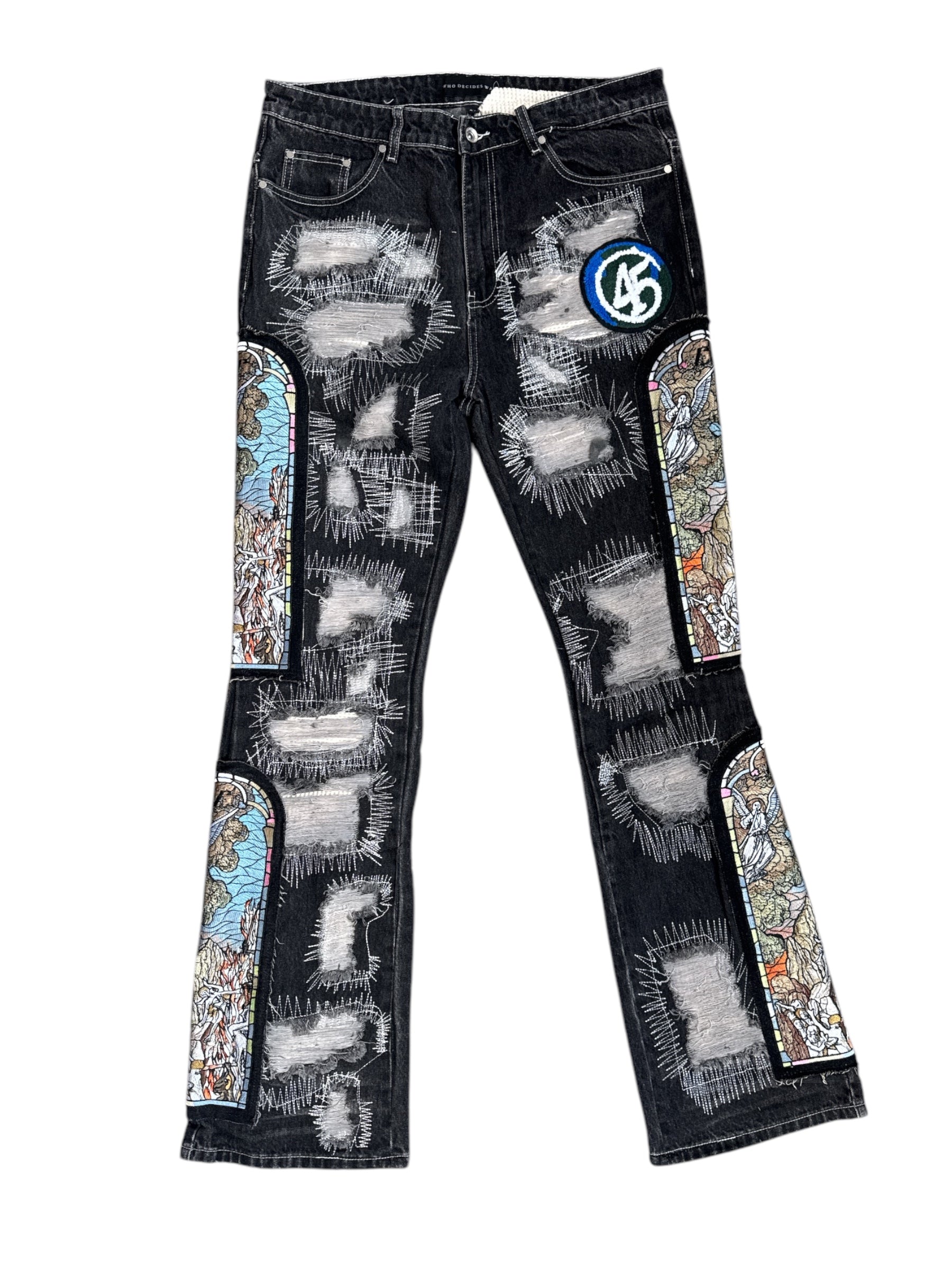 Who Decides War "45 Patch" Black Denim Jeans