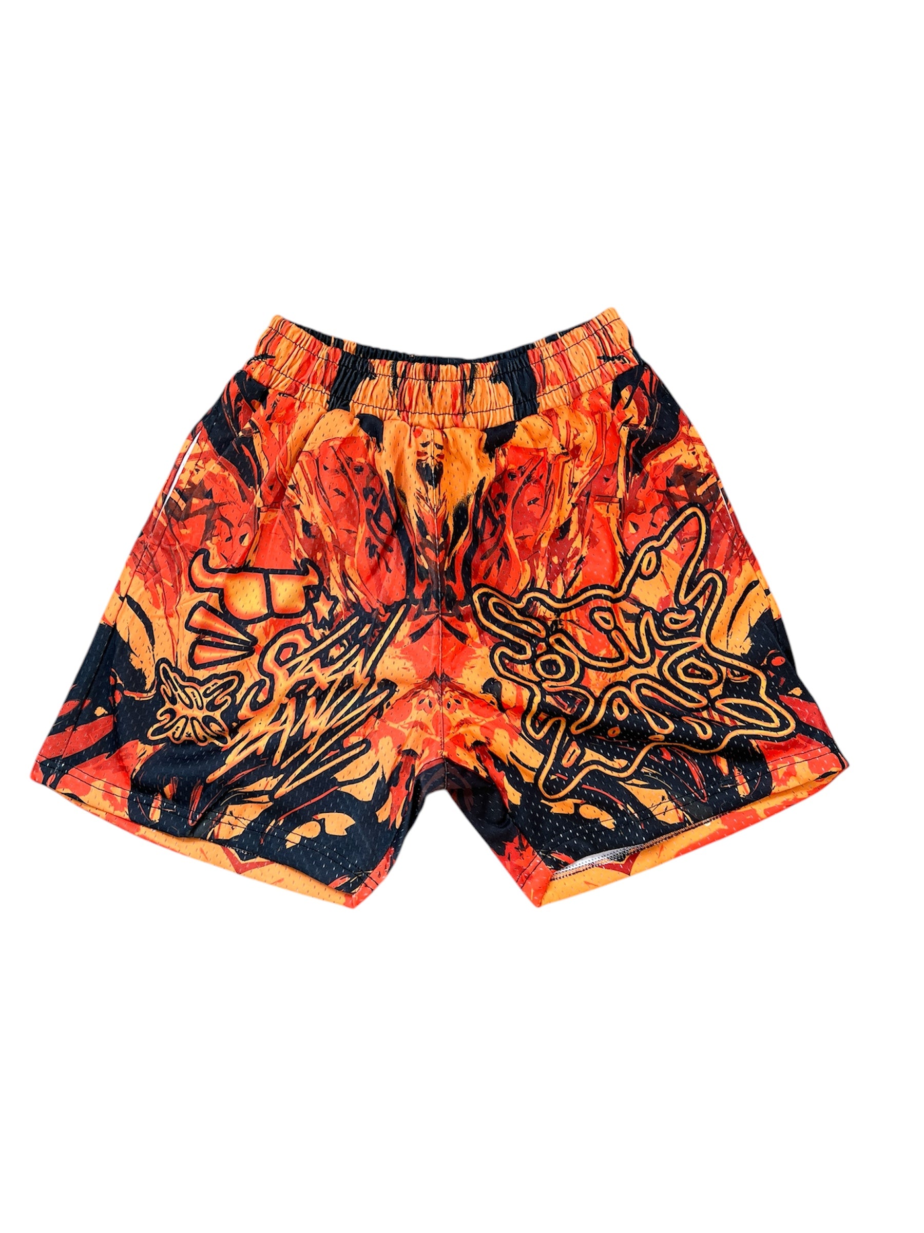 SB Studios Graffiti Orange Mesh Shorts