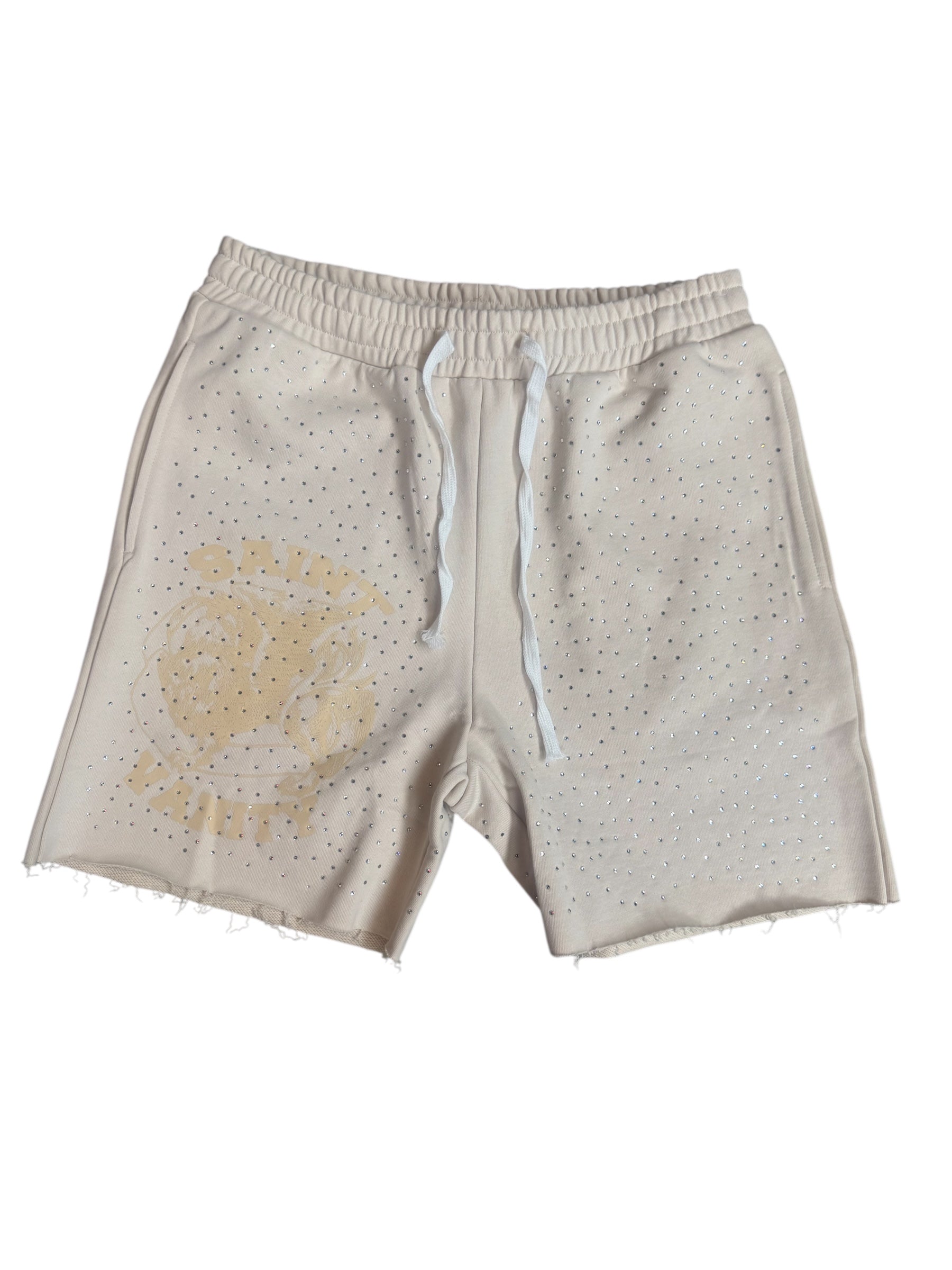 Saint Vanity "VVS" Creme Cotton Shorts