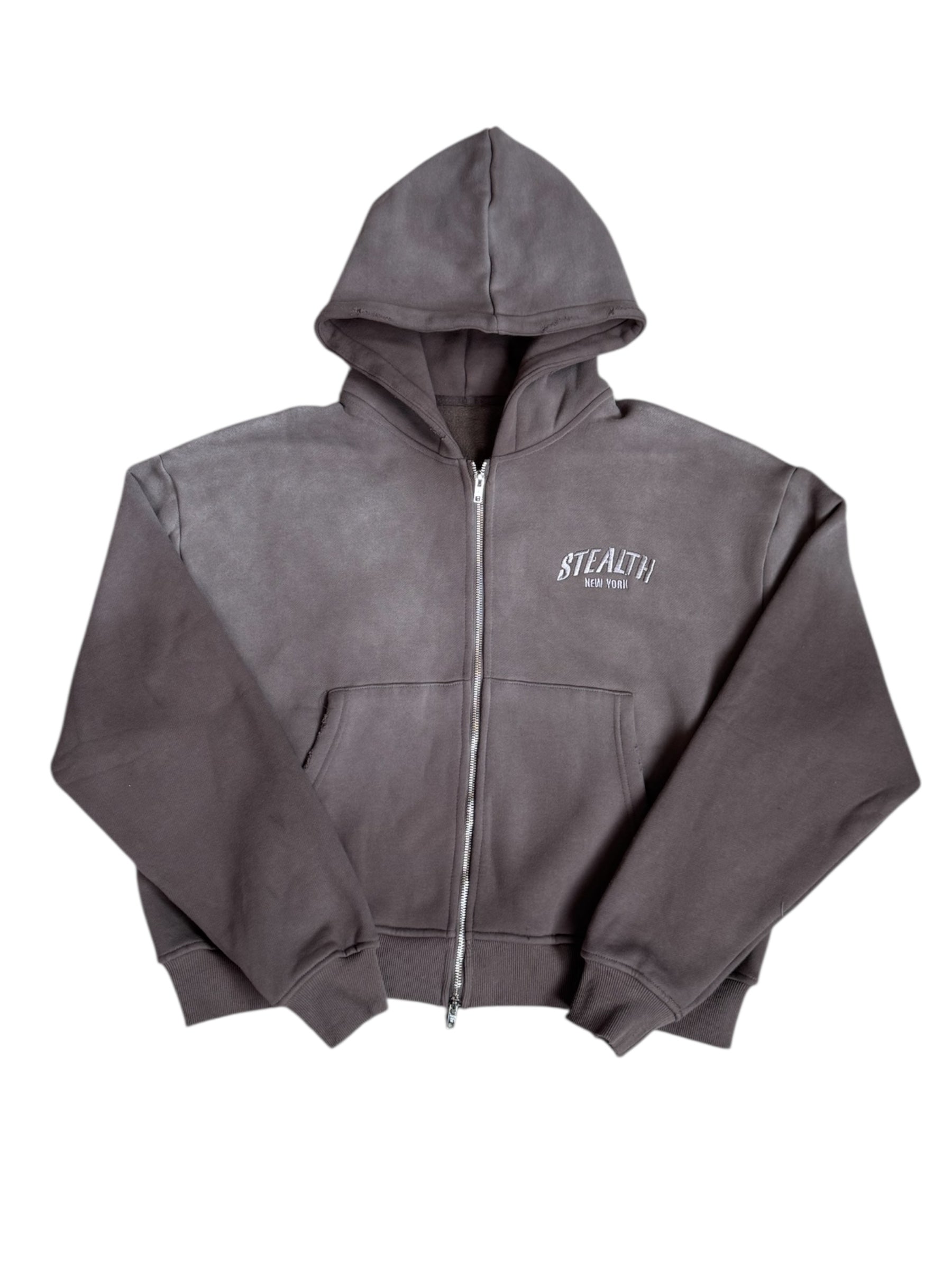 Stealth "Shadow" Distressed Zip-Up Hoodie