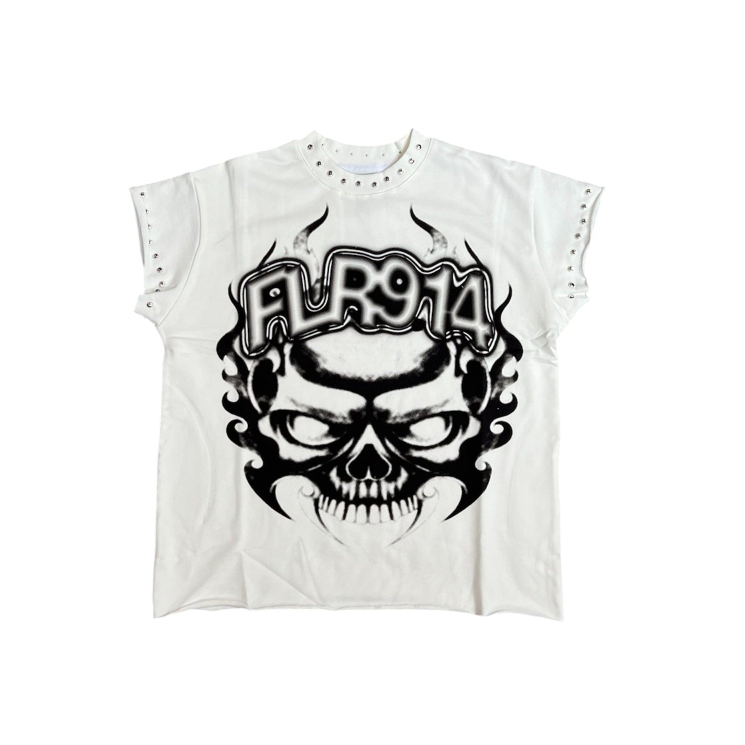 FLR 914 "Skull Inferno" White Sleeveless T-Shirt