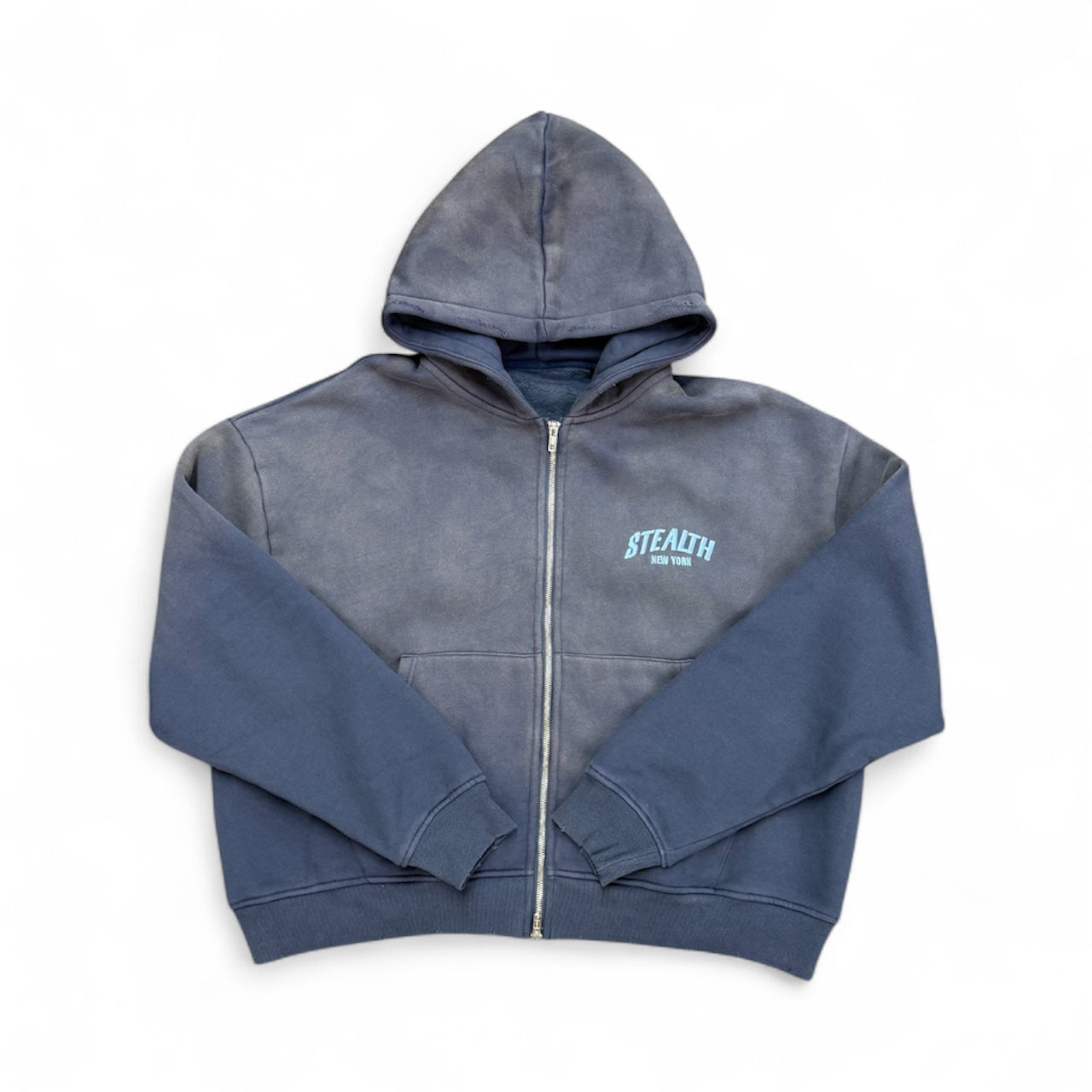 Stealth "Nublado" Navy Distressed Zip-Up Hoodie