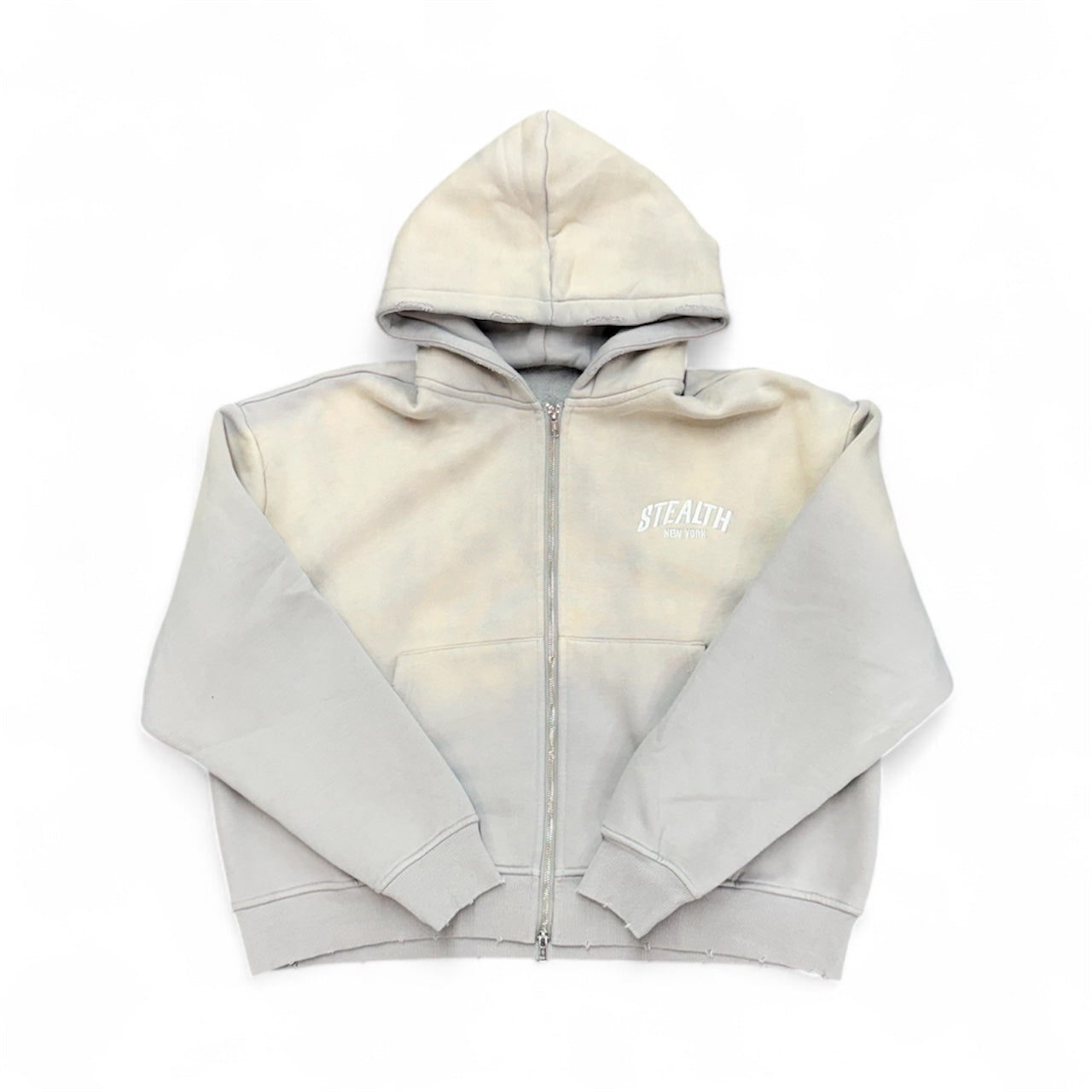 Stealth "Coco" Grey Distressed Zip-Up Hoodie