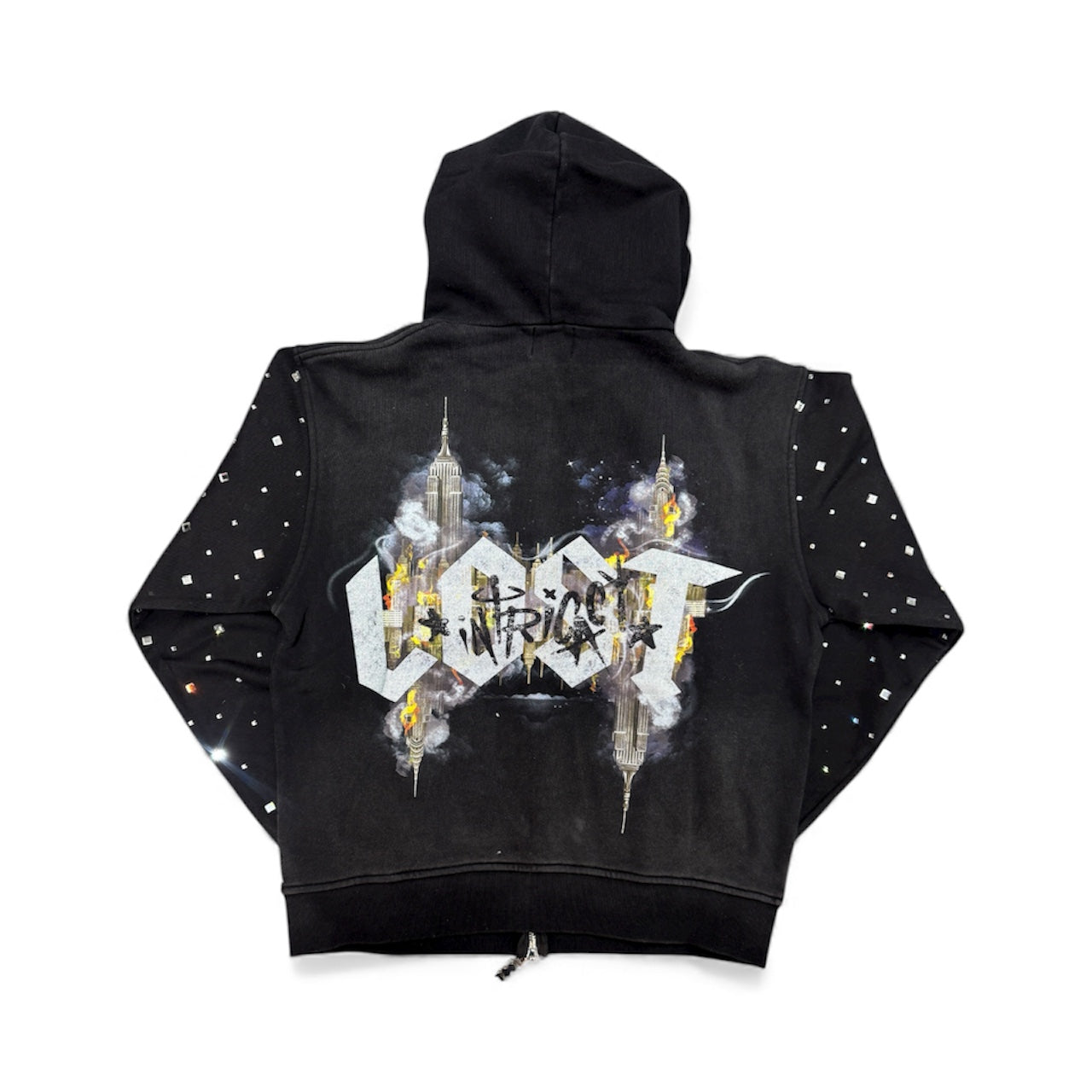 Lost Intricacy "Midnight Empire 2" Black Rhinestone Zip-Up Hoodie