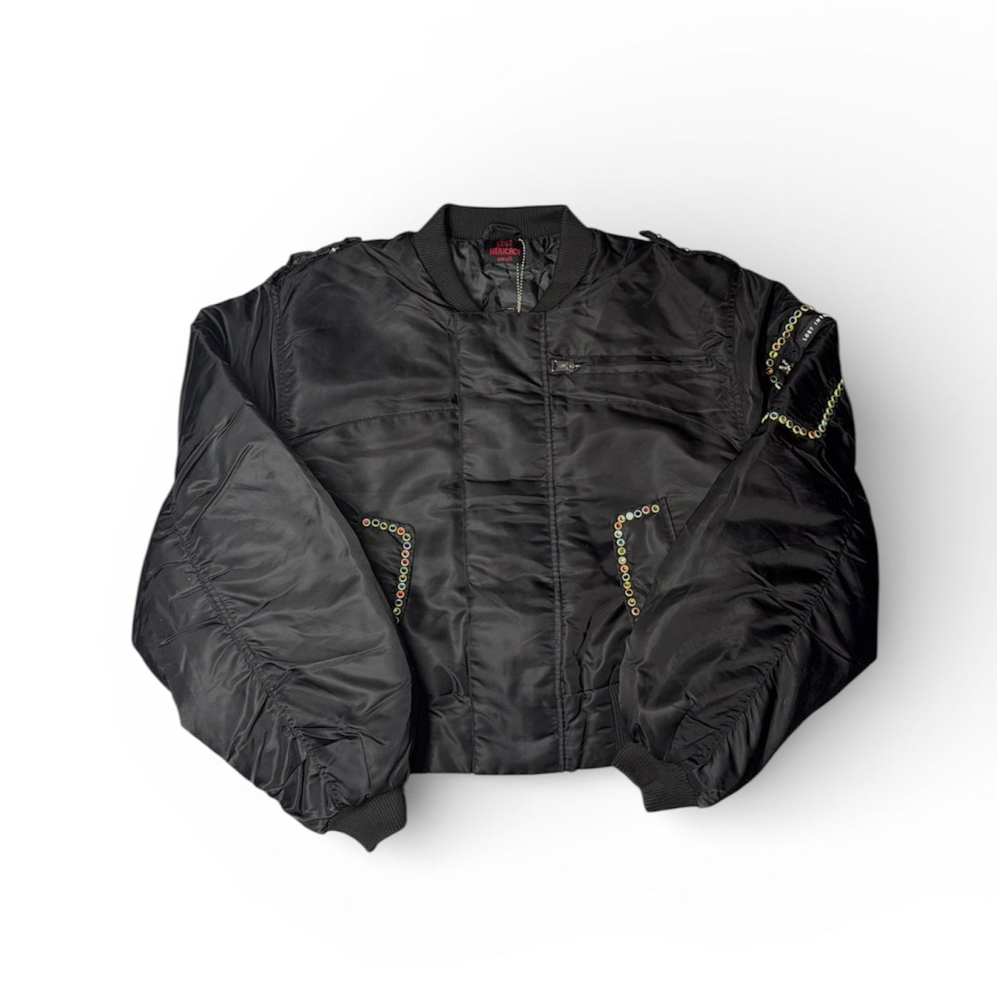 Lost Intricacy "Rainbow Stone" Black Bomber Jacket