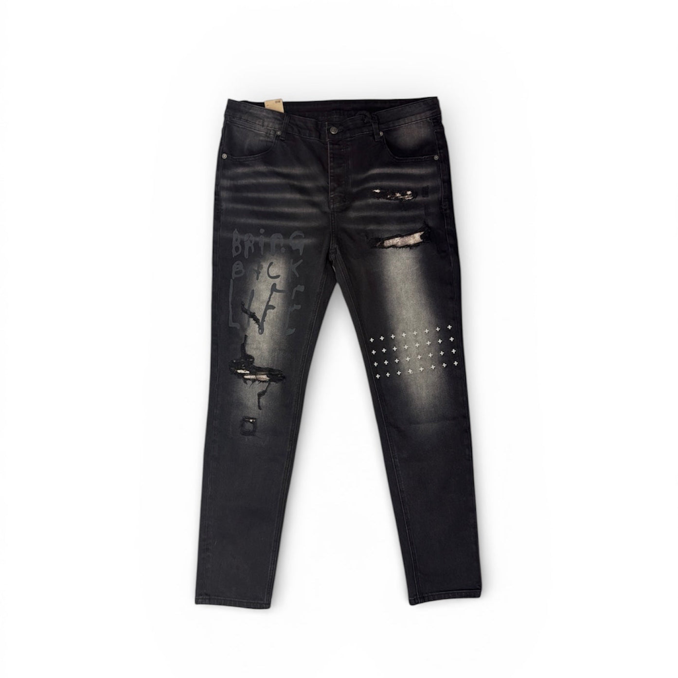 KSUBI Embroidered Black Jeans