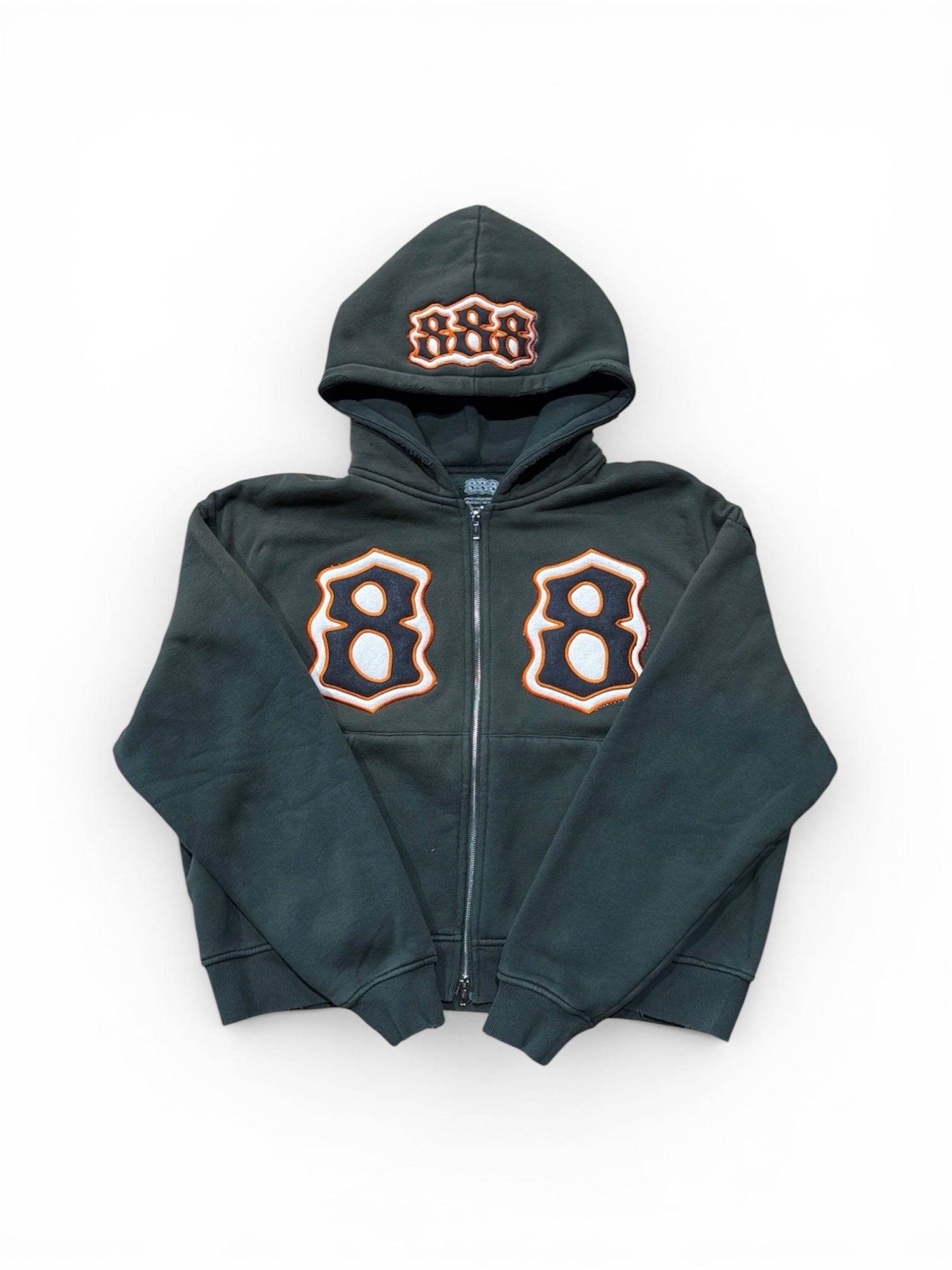 Louev 888 "Canvas" Green/Orange Zip-Up Hoodie