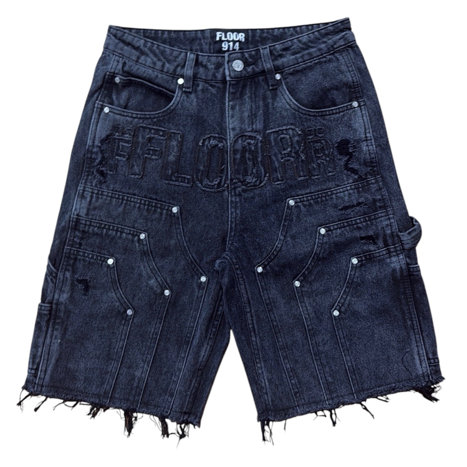 Floor 914 "Workman" Jean Shorts (Black Wash)