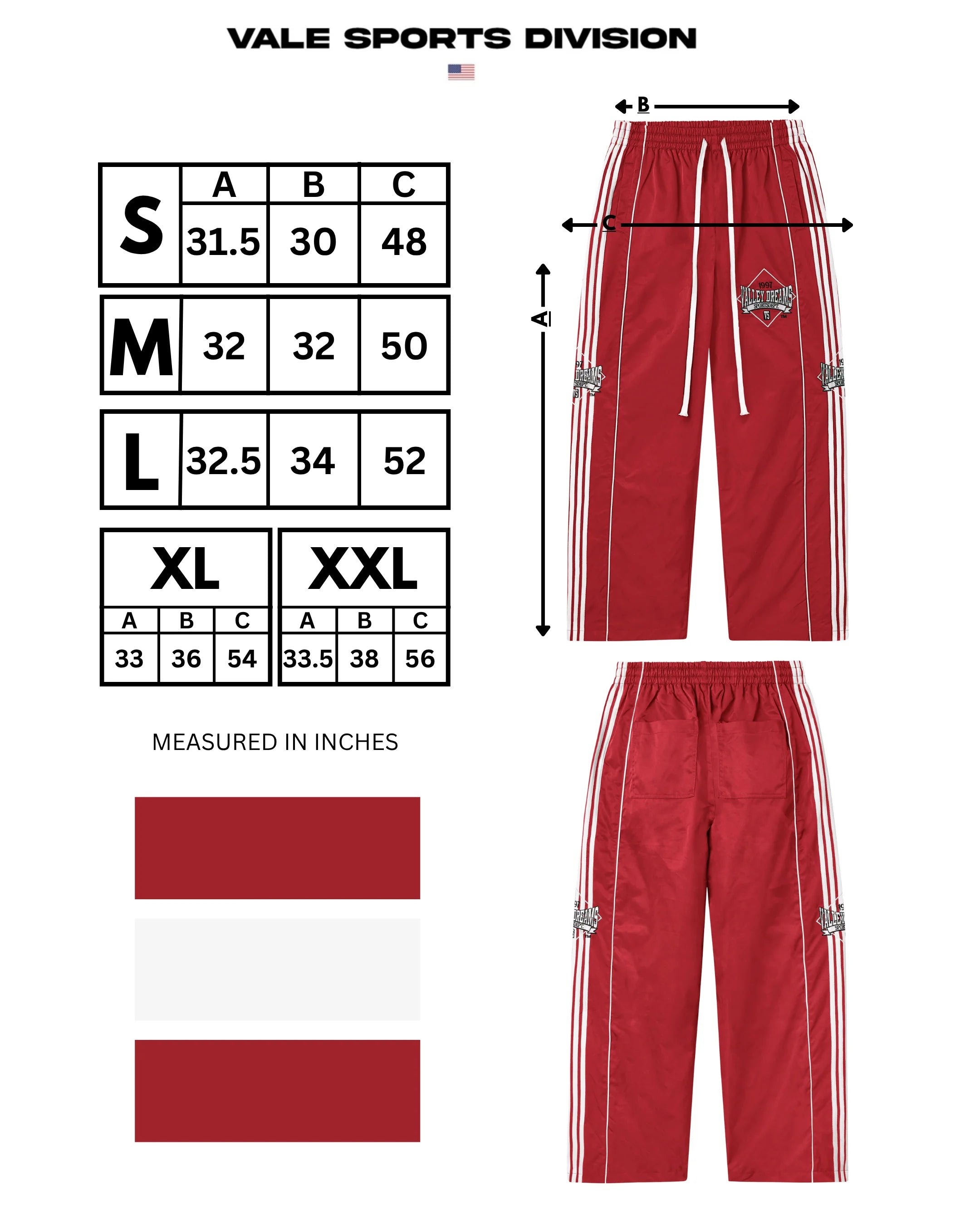 Vale "Stripe" Red Track Pants