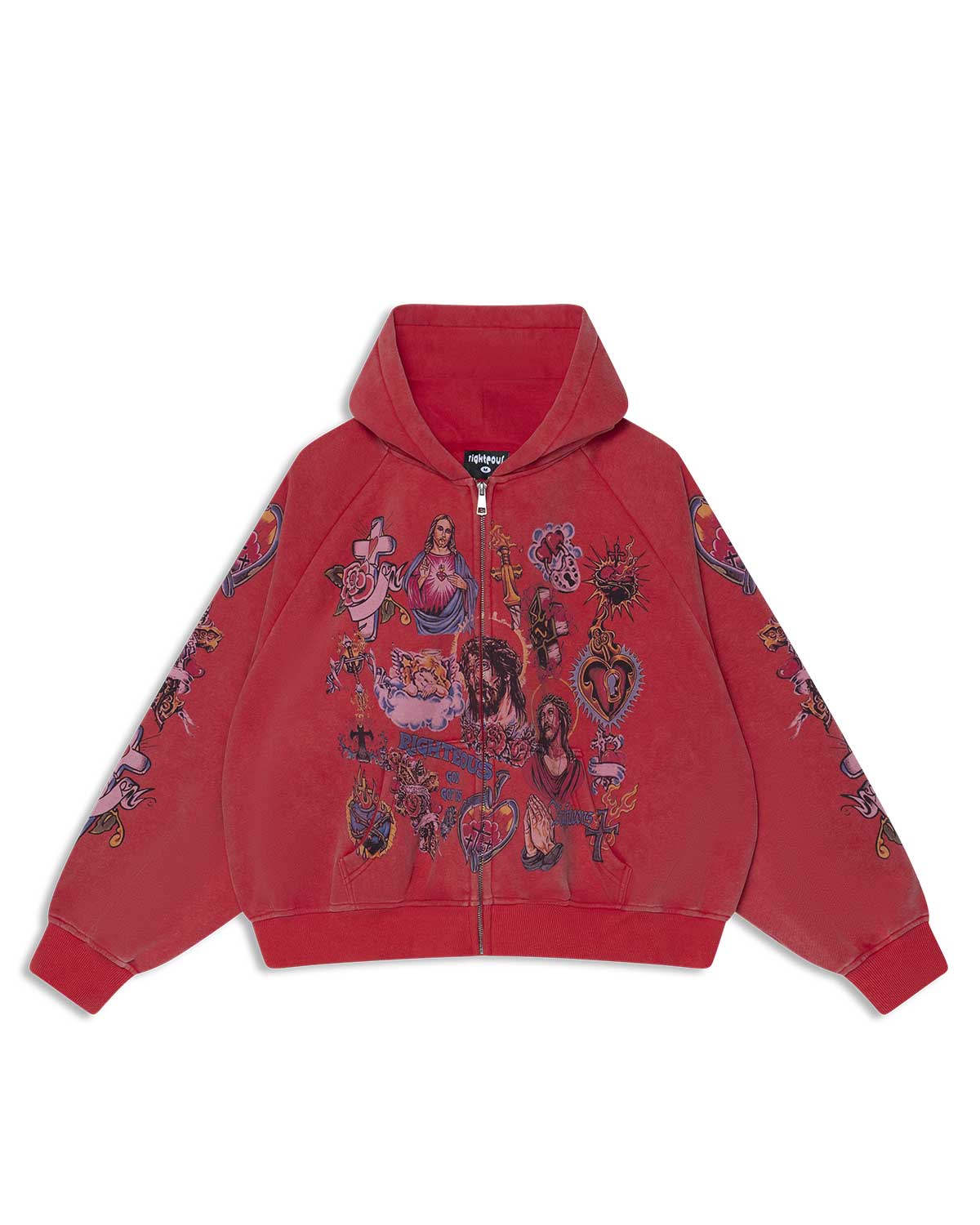 We Are Righteous "Risen King" Red Zip-Up Hoodie