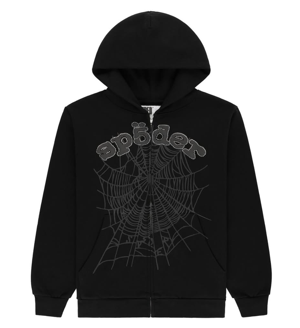 Sp5der "Phantom" Black Rhinestone Zip Up