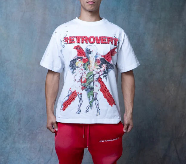 Retrovert "Nurse" Rhinestone White T-Shirt