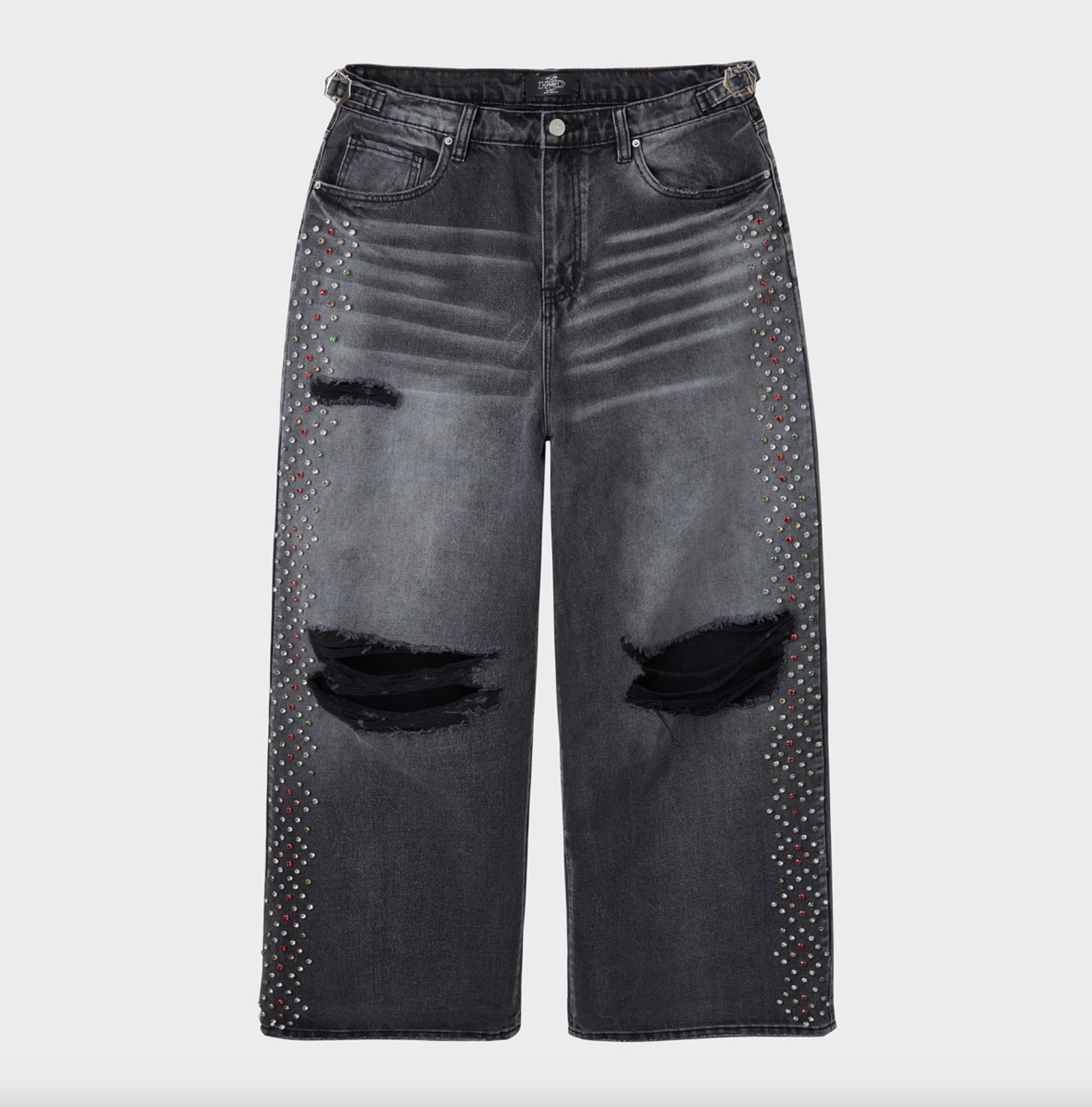 HMDD Black Wash "H-Star" Crystal Baggy Denim