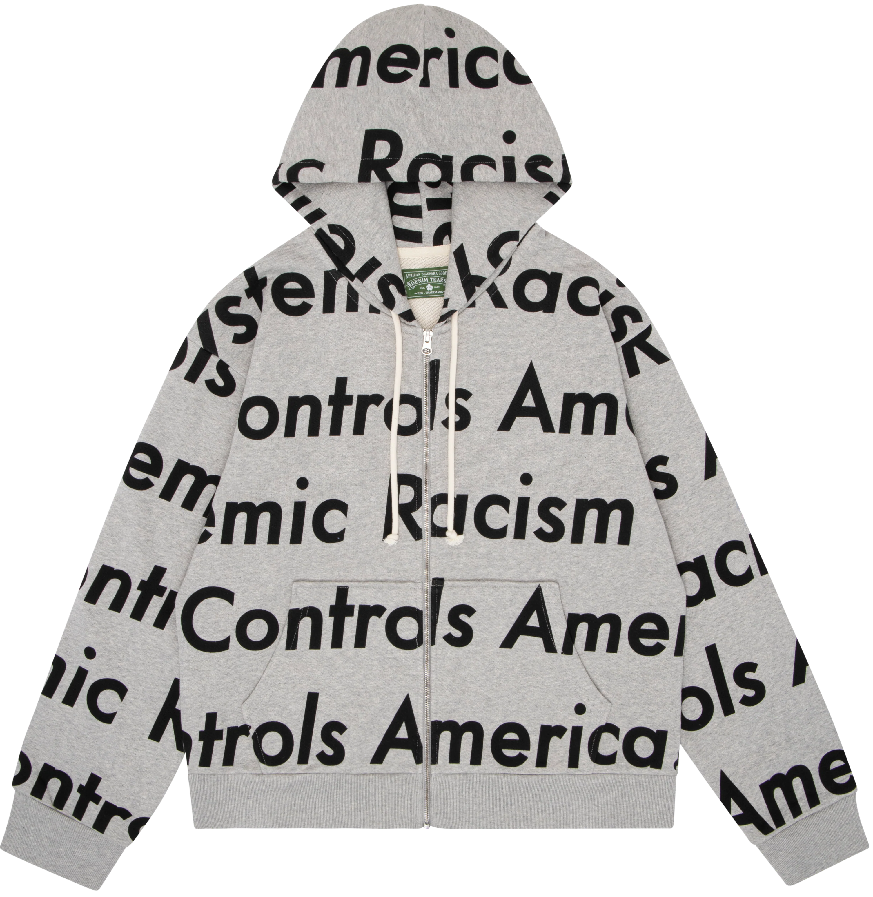 Denim Tears "Systemic Racism" Grey Zip Up Hoodie