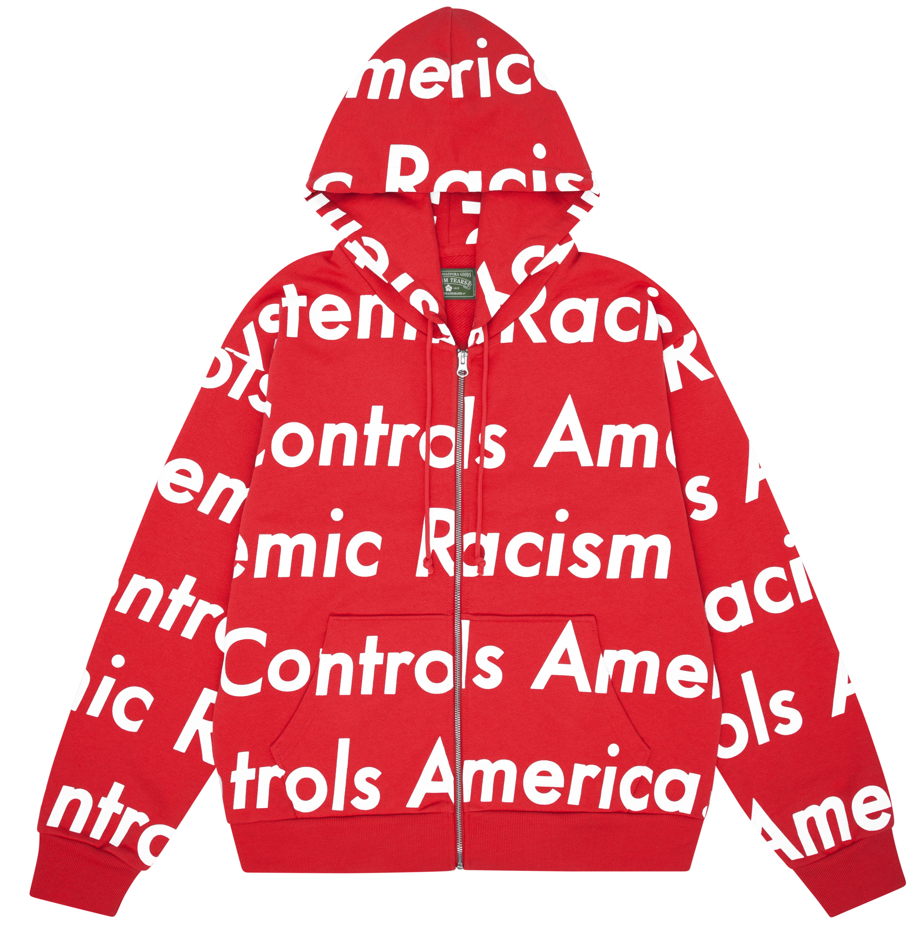 Denim Tears "Systemic Racism" Red Zip Up Hoodie