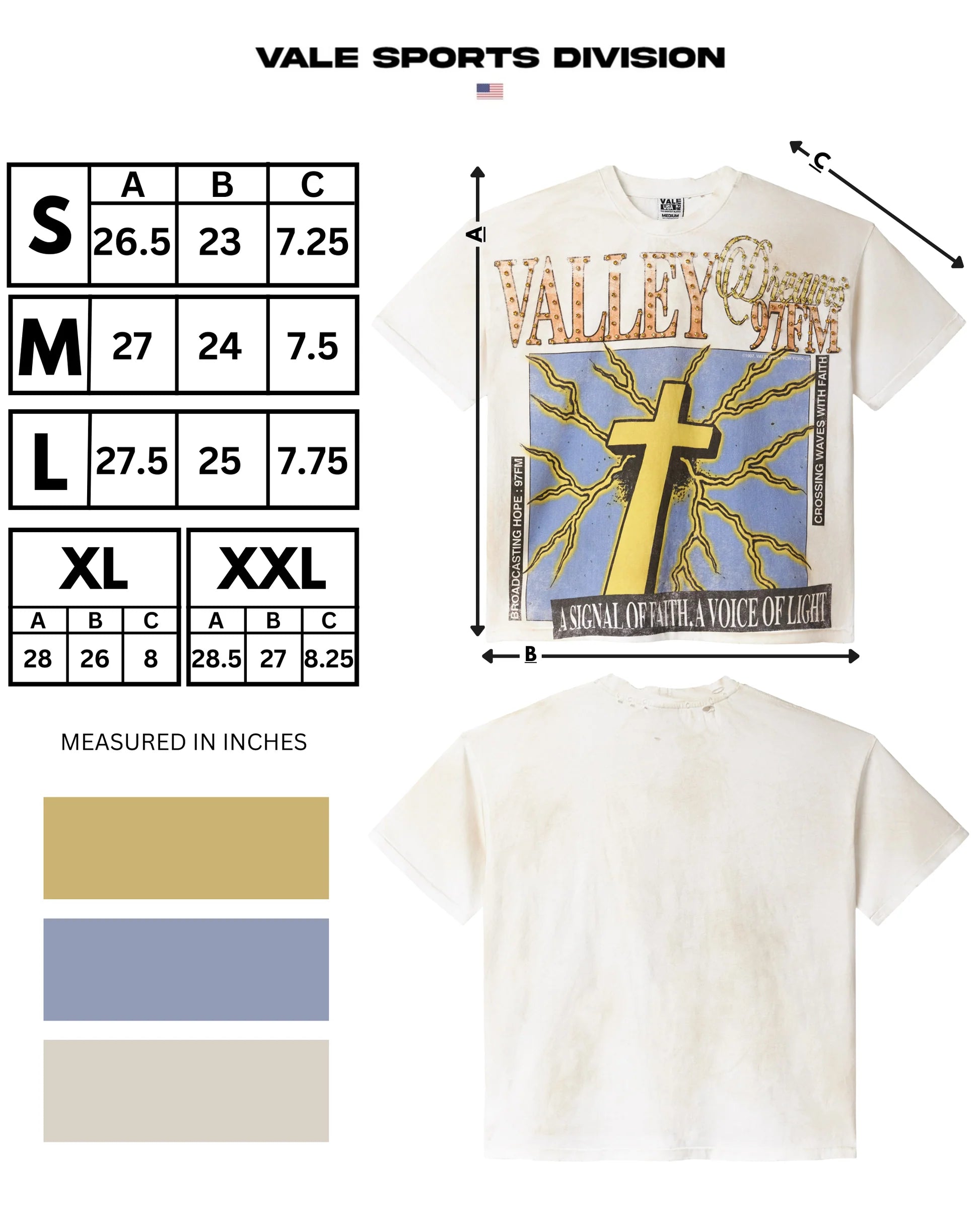 Vale "Thunder Cross" White Bling T-Shirt