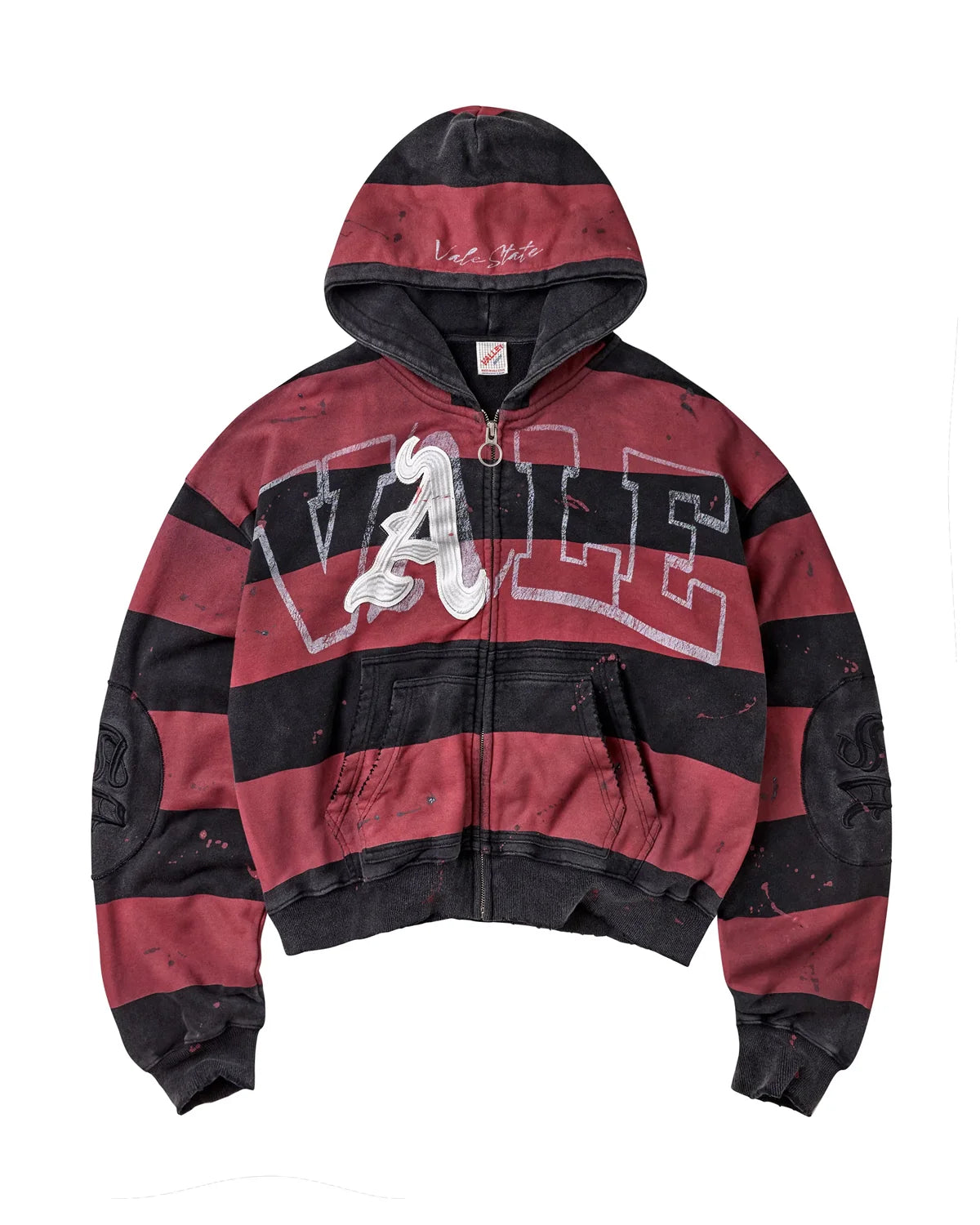 Vale "ATL" Striped Zip-Up Hoodie