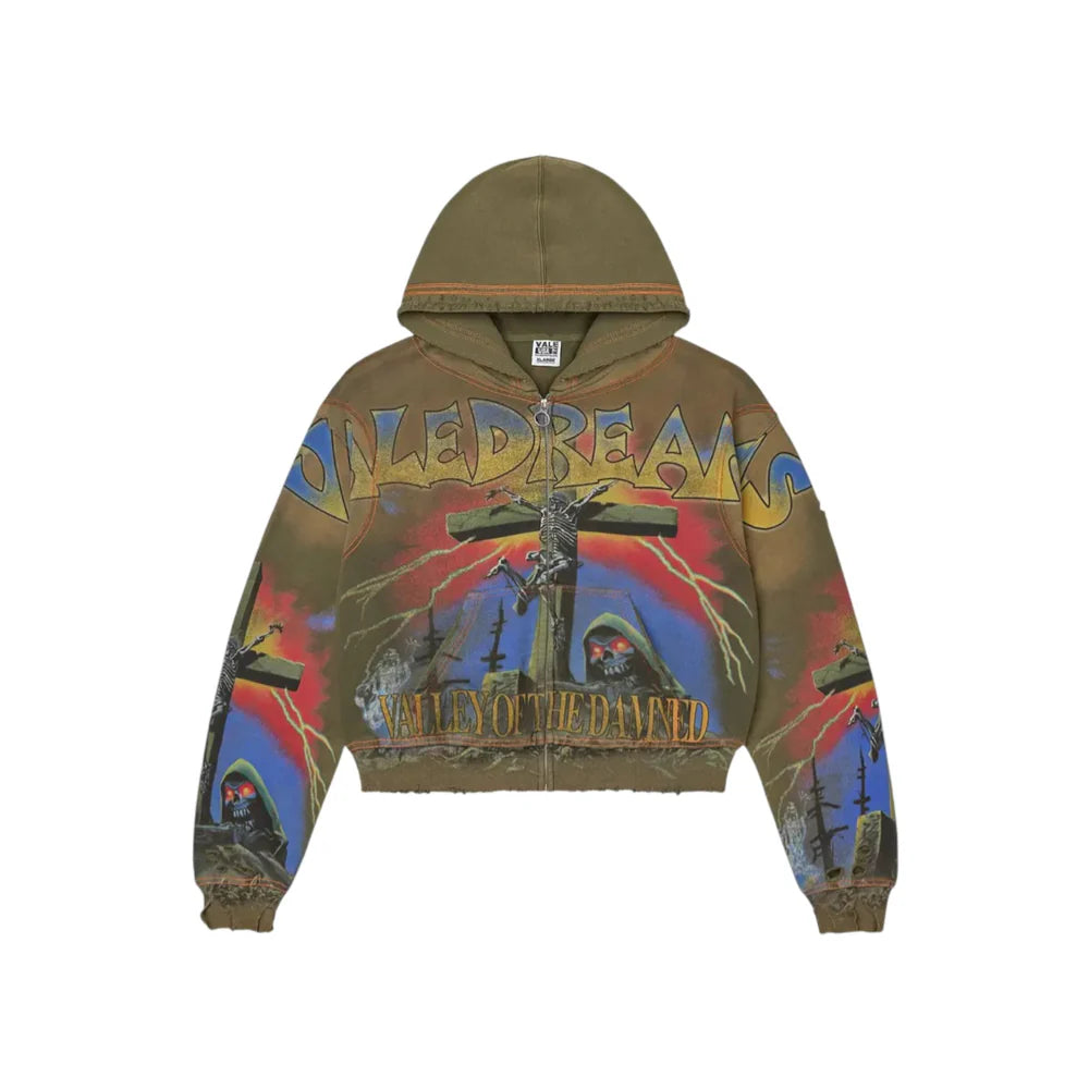 Vale "Damned Big" Olive Zip-Up Hoodie