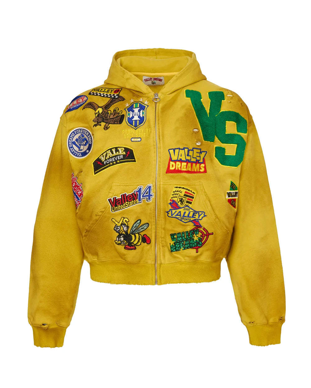 Vale "Doodle" Yellow Zip Up Hoodie