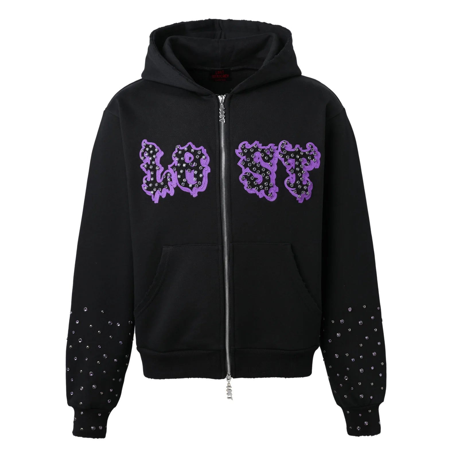 Lost Intricacy "Patches" Black & Purple Zip-Up Hoodie