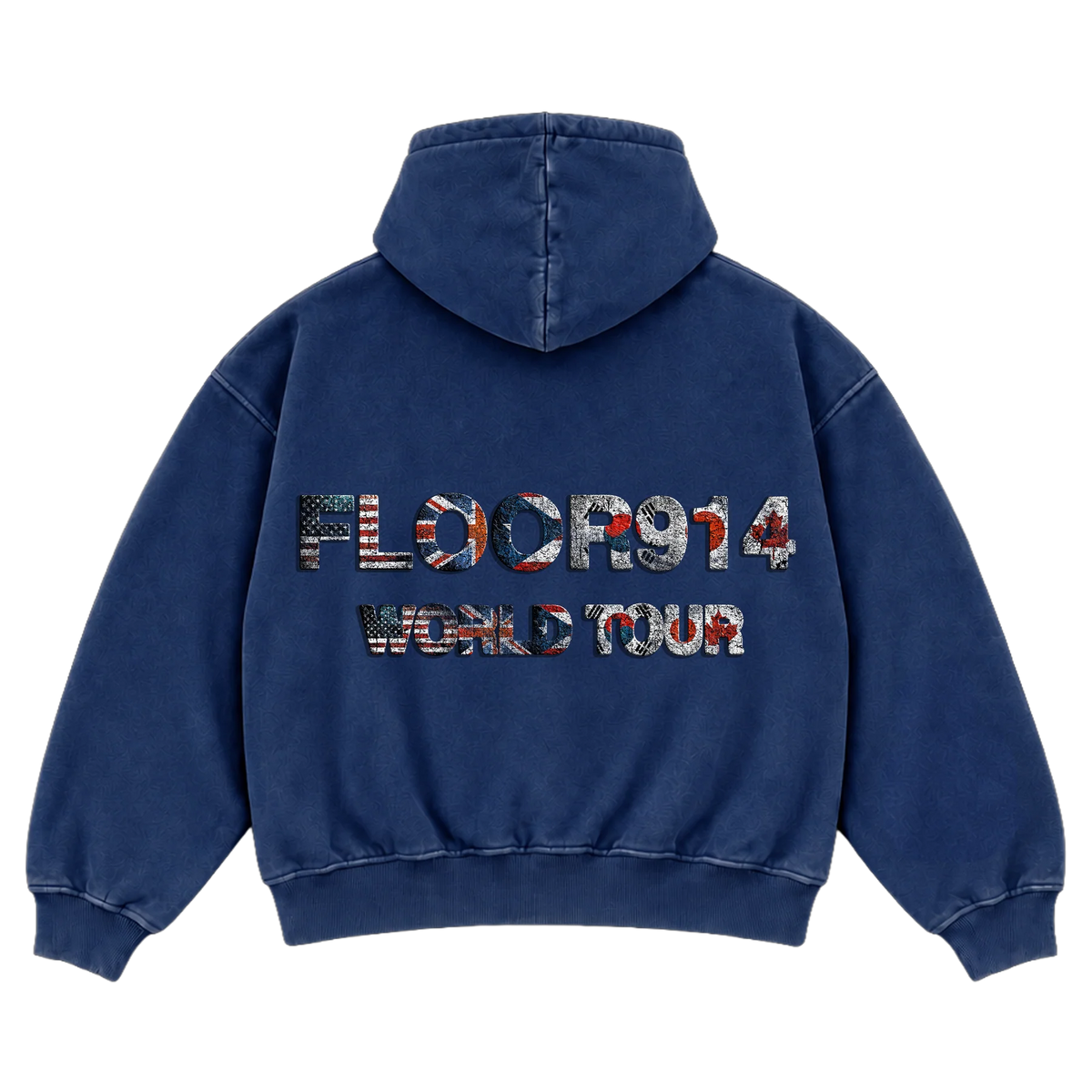 FLR 914 "Flags" Navy Blue Zip-Up Hoodie