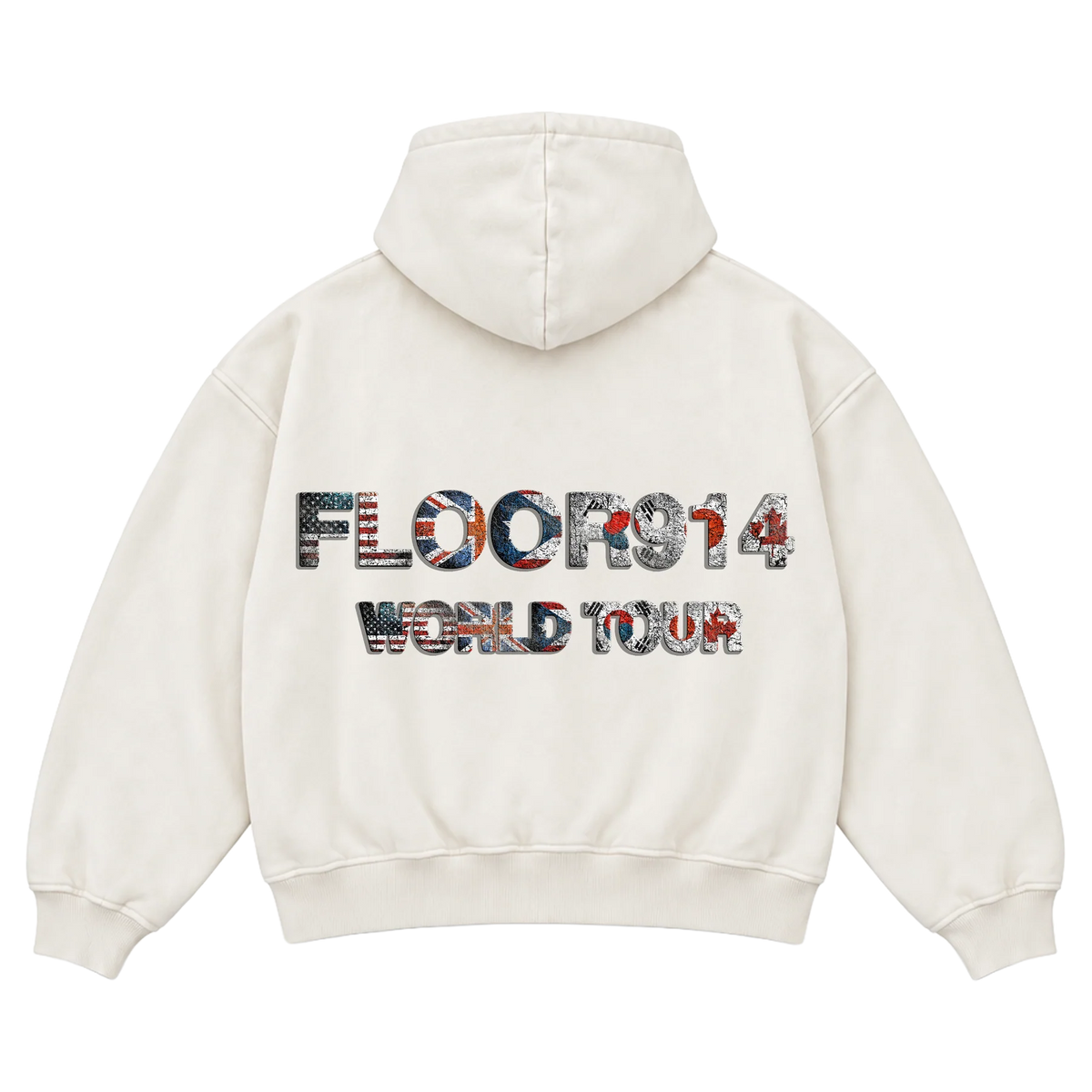 FLR 914 "Flags" Cream Zip-Up Hoodie