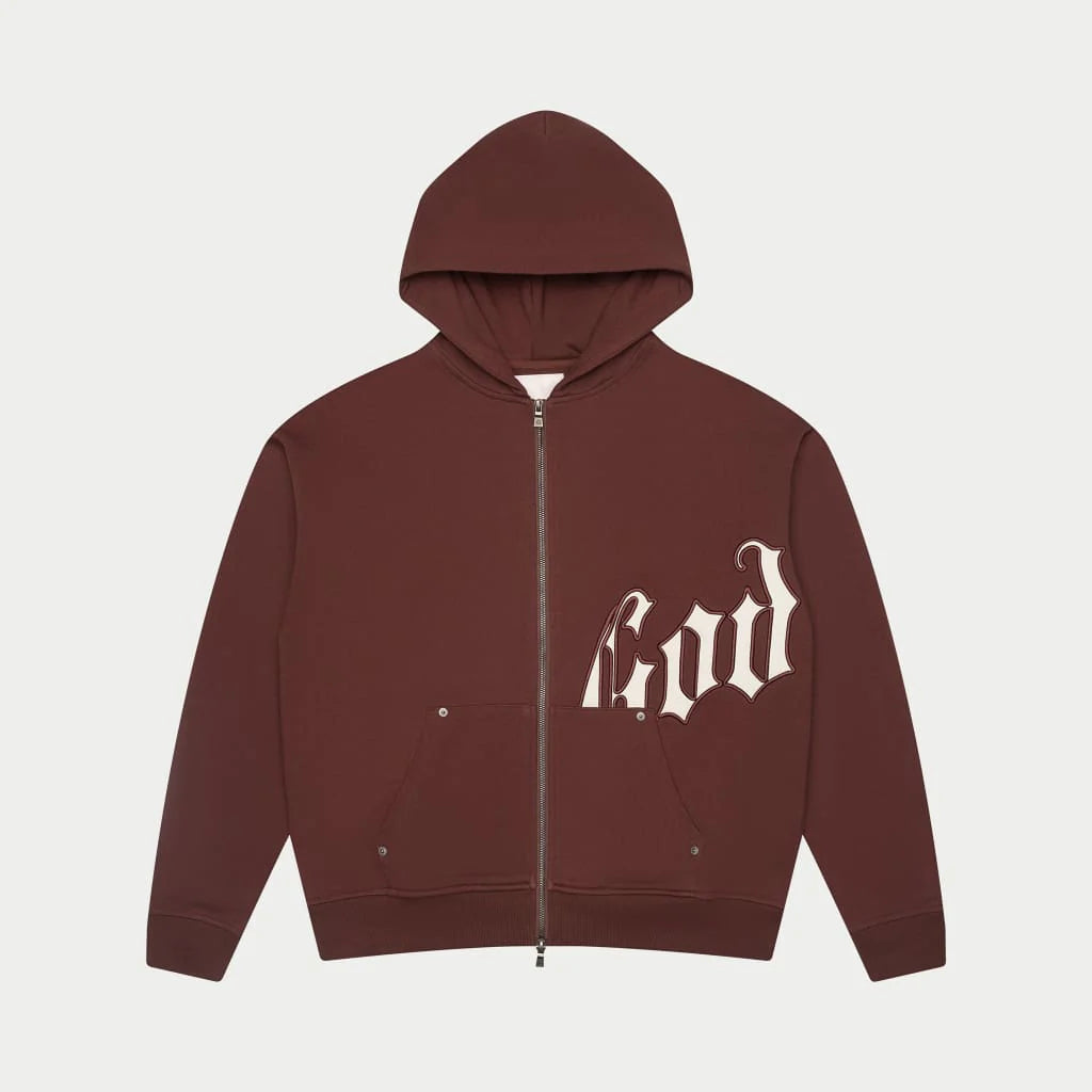 Godspeed (Brown/White) Zip-Up Hoodie