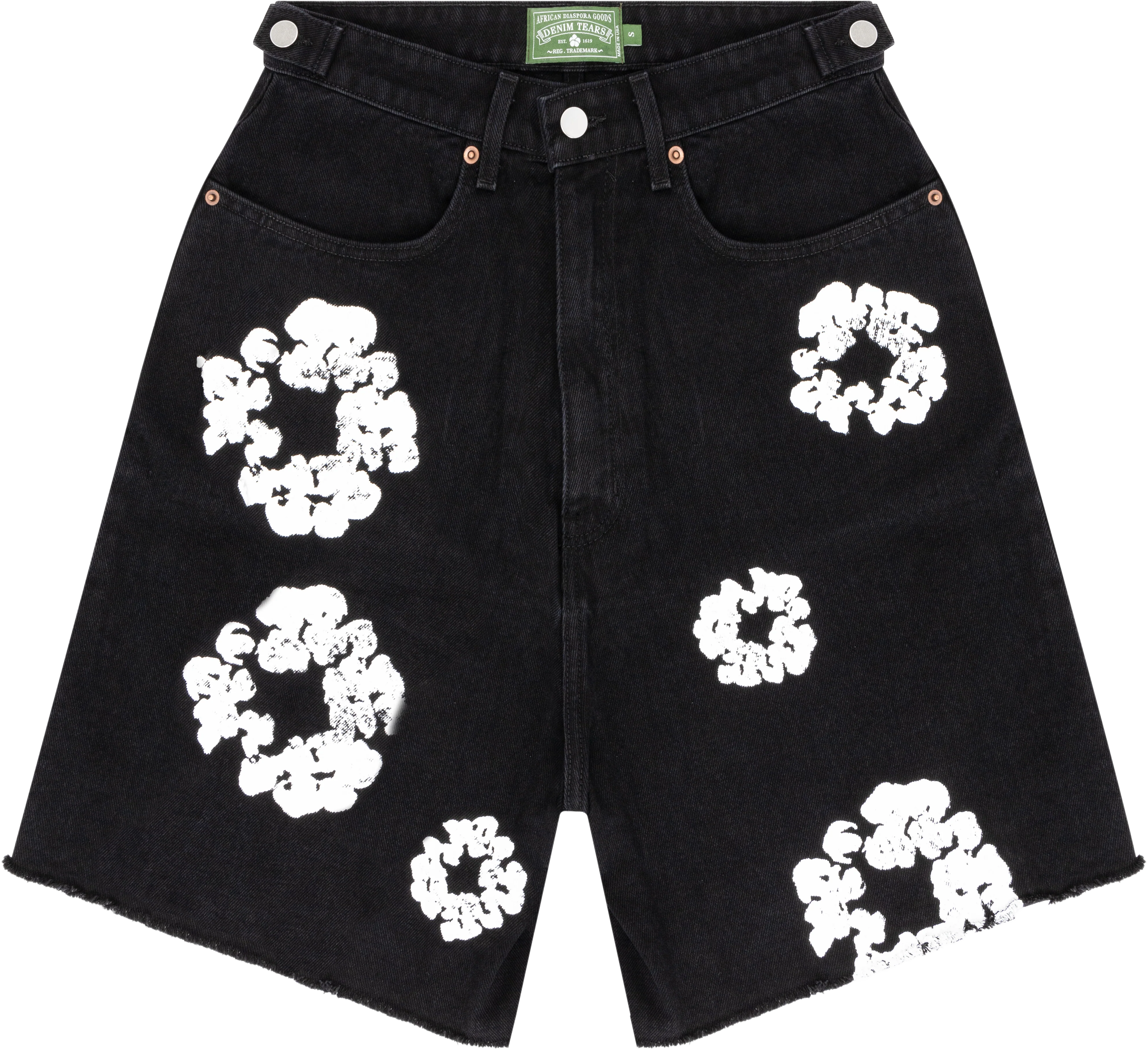 Denim Tears Black Cotton Wreath Jean Shorts