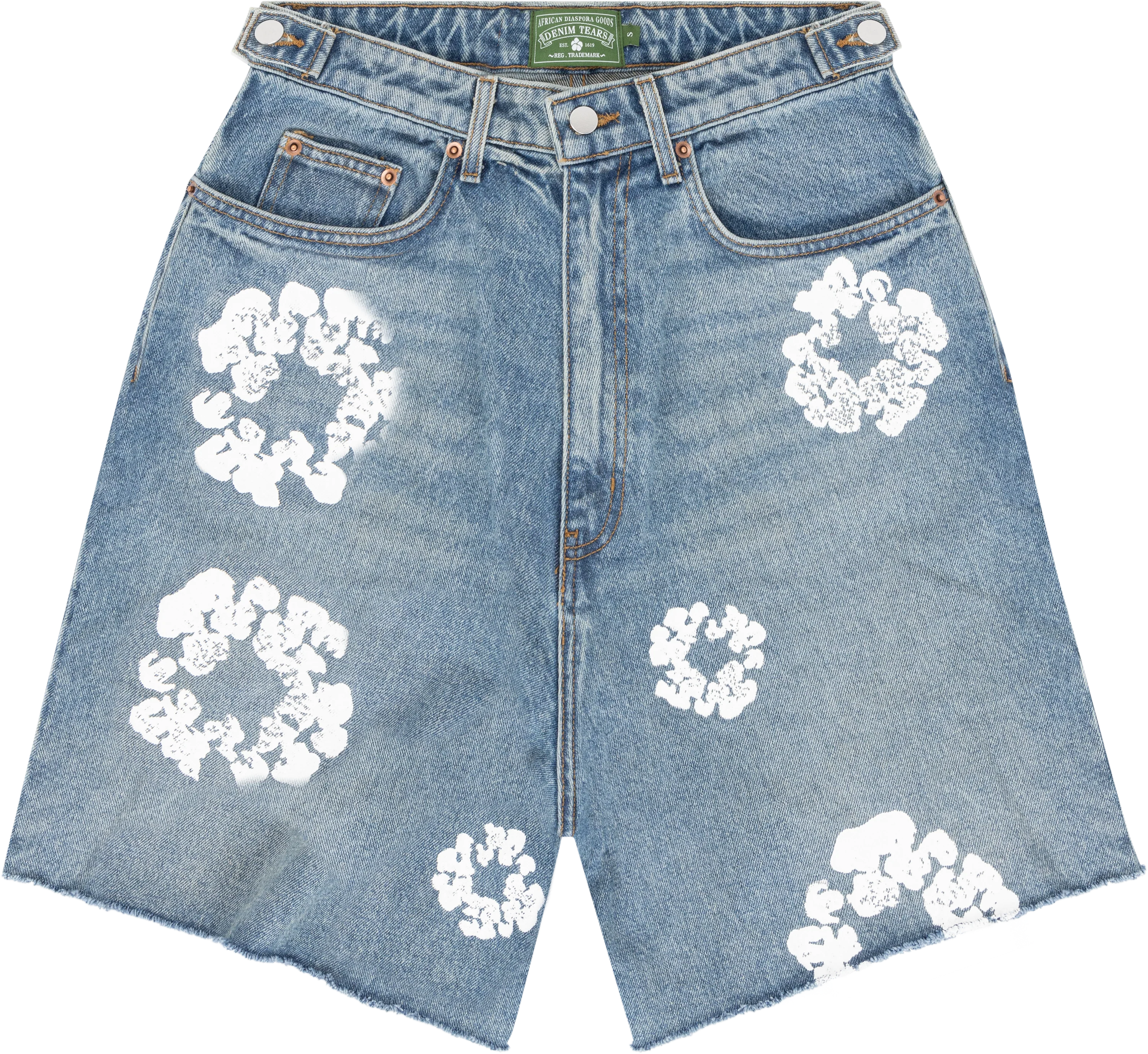 Denim Tears Light Wash Cotton Wreath Jean Shorts