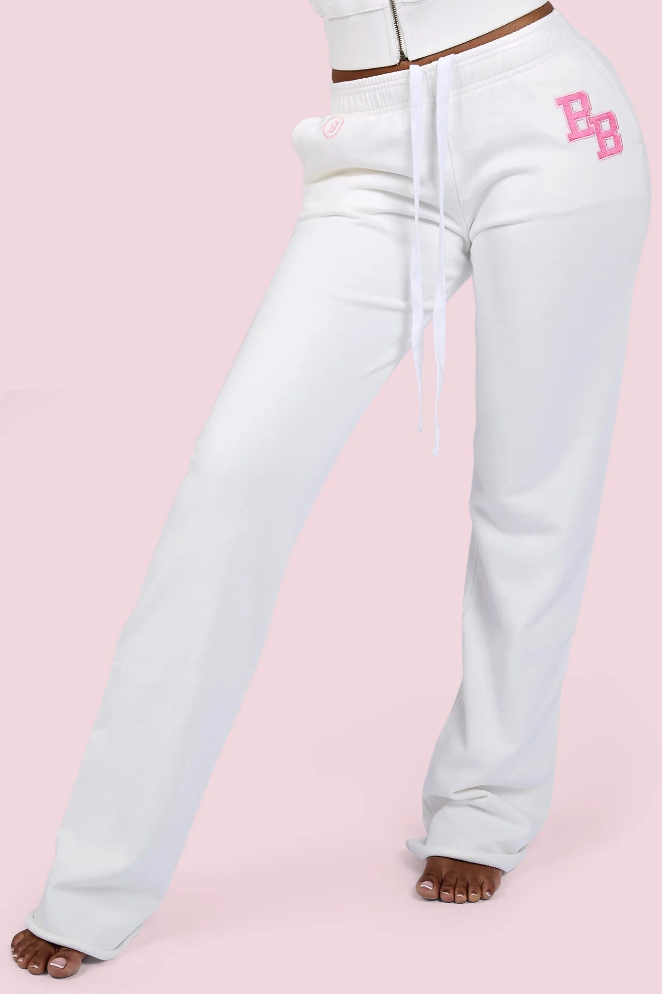 Body By Raven Tracy University Sweatpants 2.0 (Eggshell White/Pink)