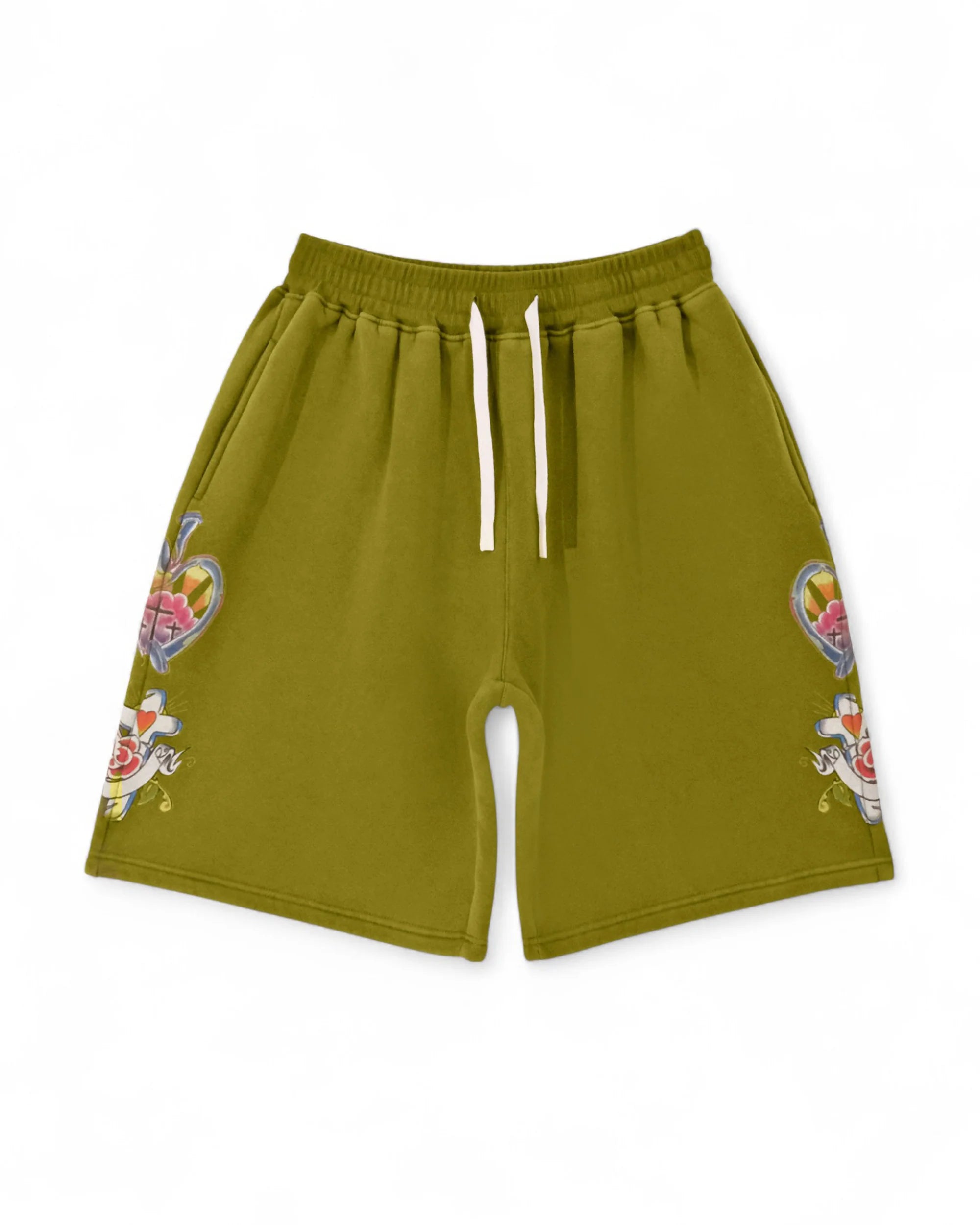 We Are Righteous "Olive Risen King" Cotton Shorts