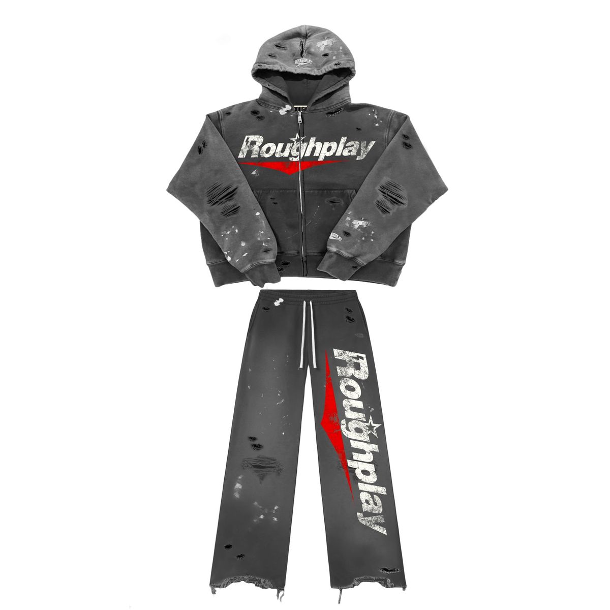 Roughplay "Dark Grey/Red" Zip-Up Full Sweatsuit