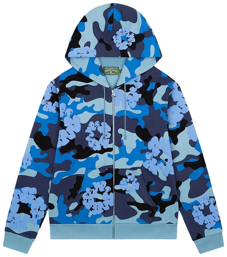 Denim Tears "Camo" Blue Zip-Up Hoodie