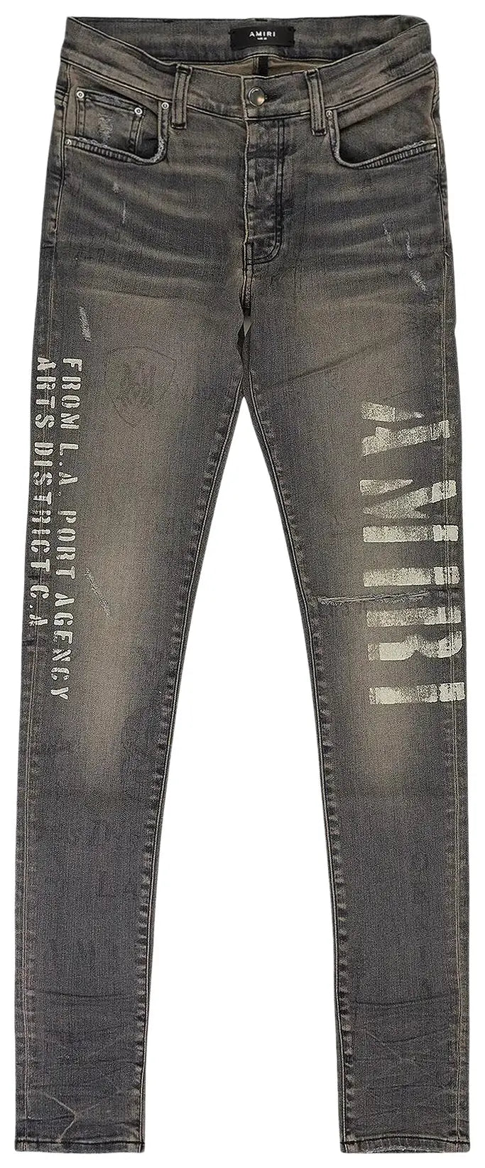 Amiri Military Stencil Skinny Jeans 'Grey'