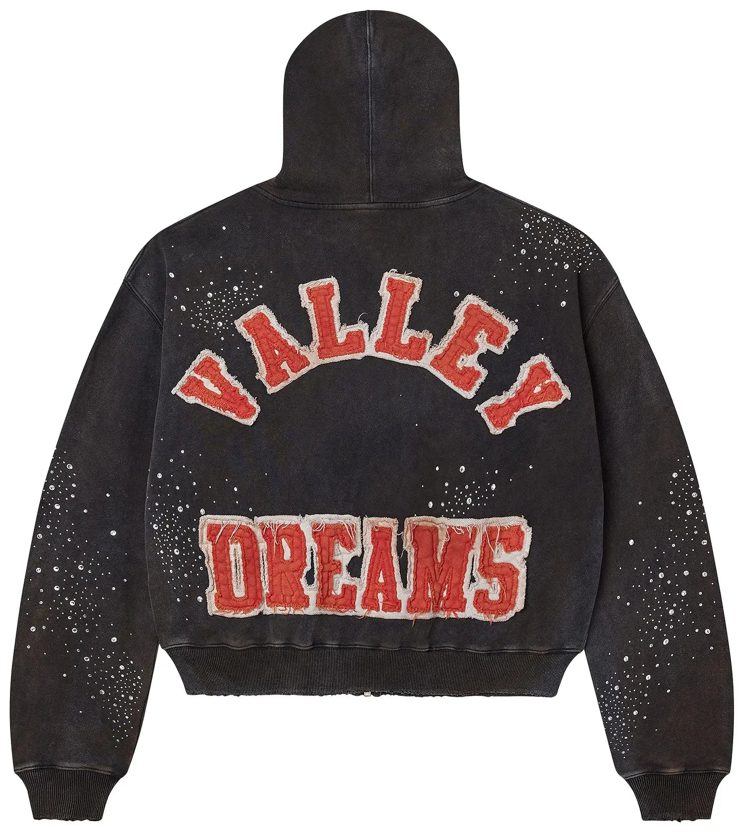 Vale "Pluto Cluster" Black Rhinestone Zip-Up Hoodie