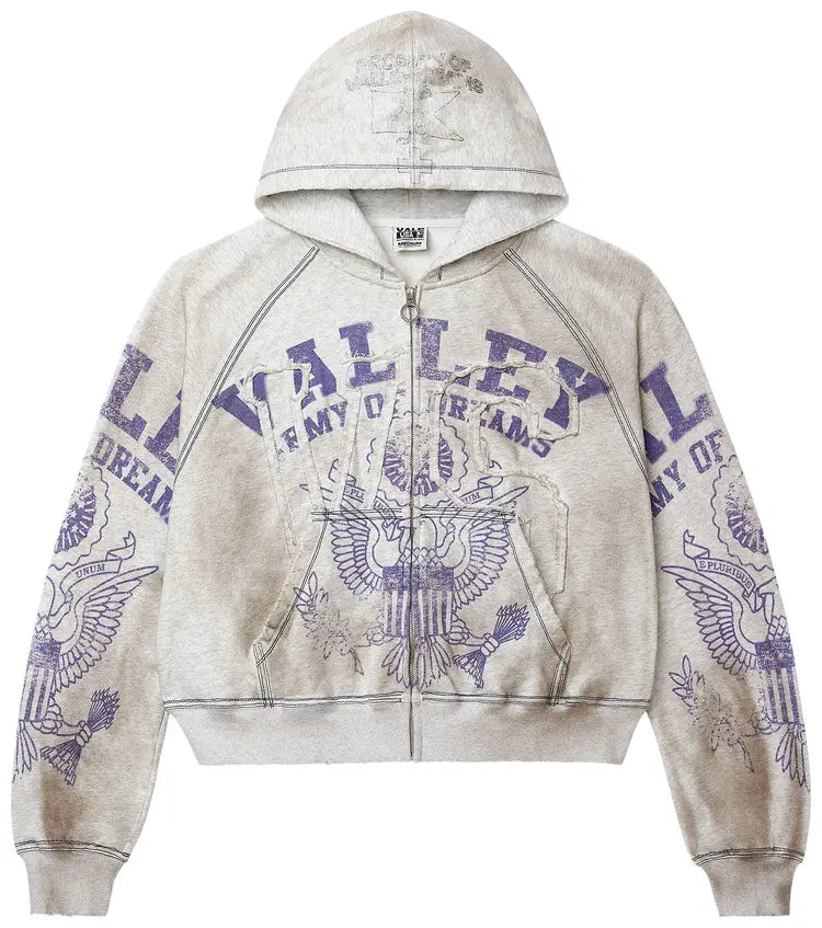 Vale "ARMY" Zip Up Hoodie (GREY)