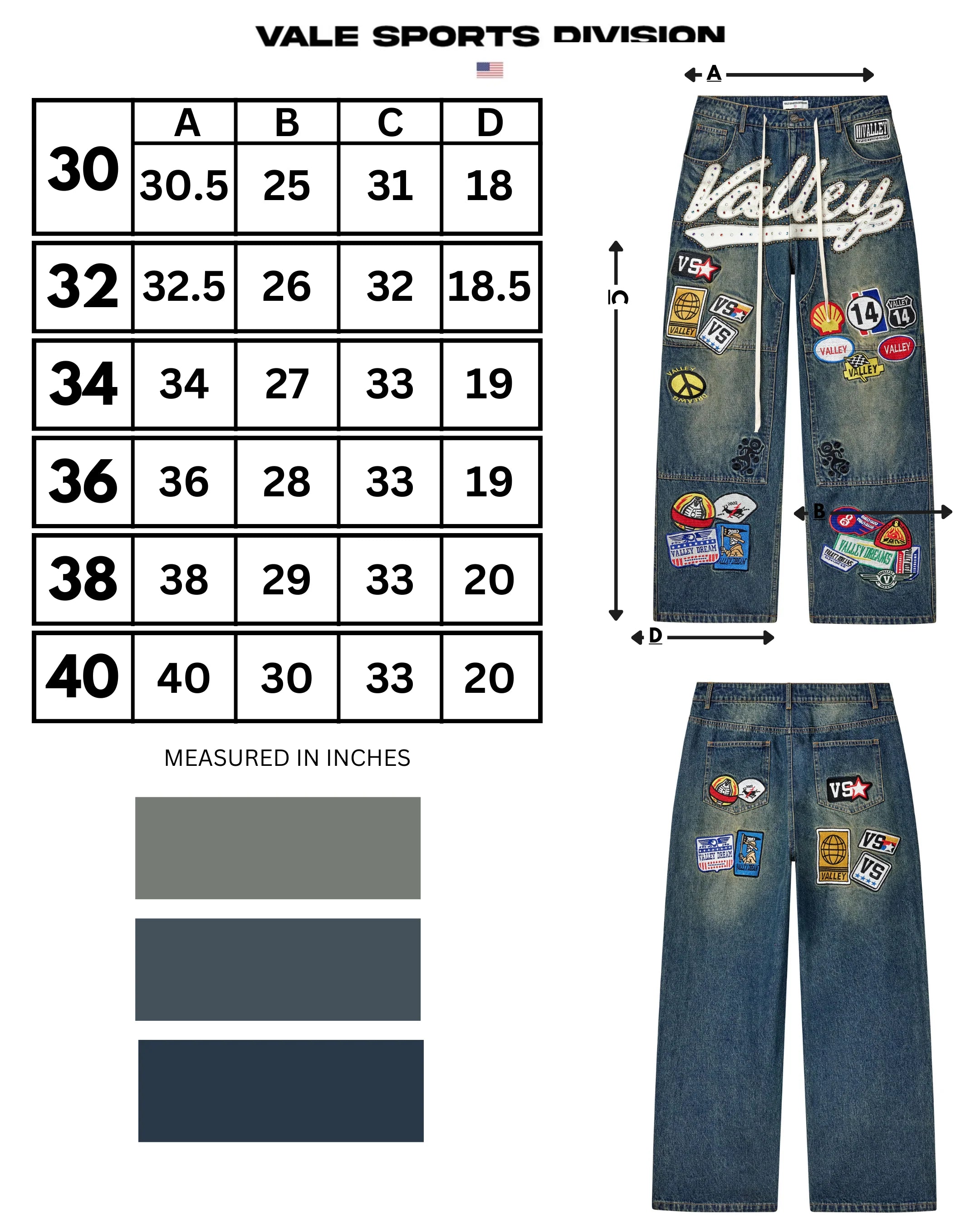 Vale "1980s" Blue Carpenter Pants