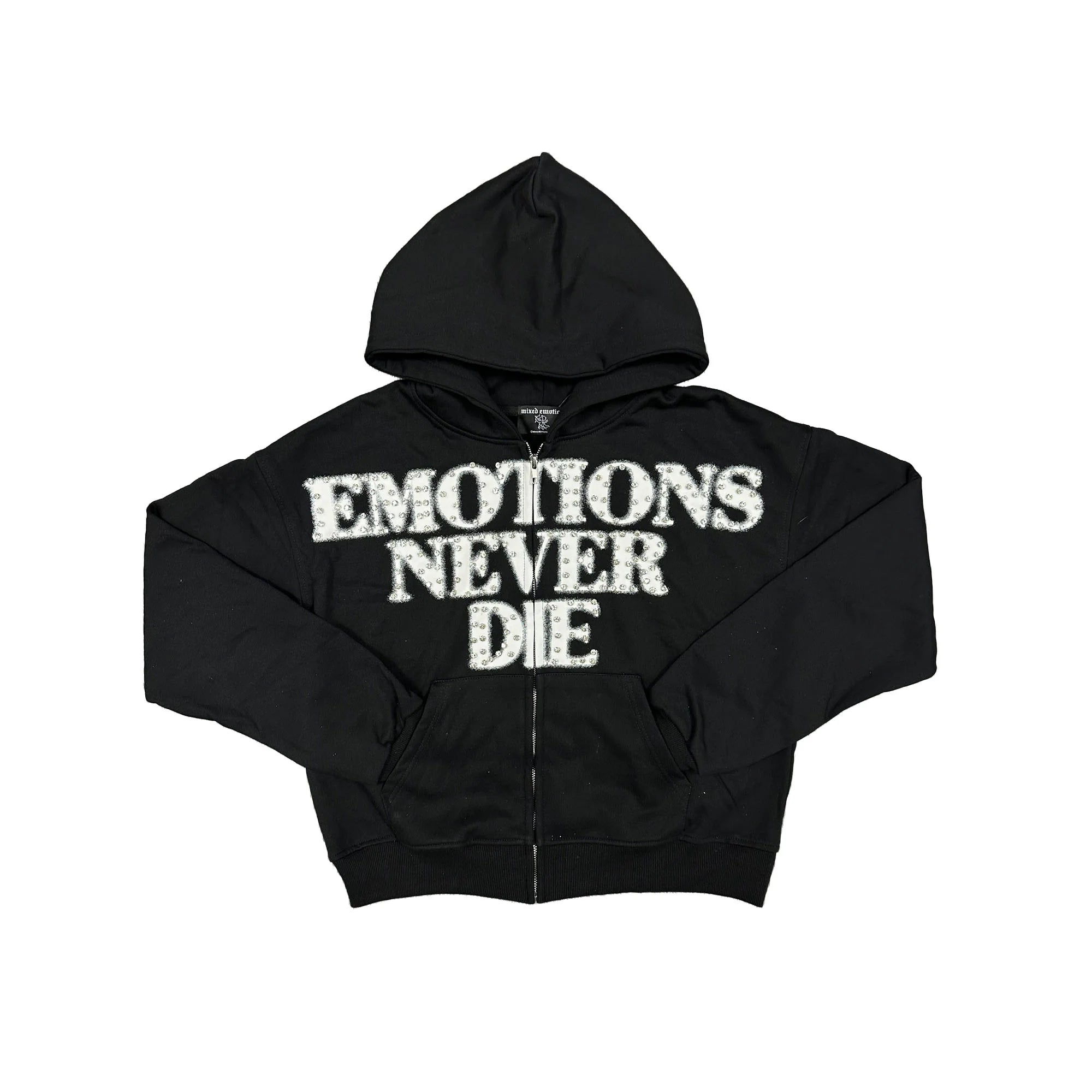 Mixed Emotions "End" Black Rhinestone Hoodie
