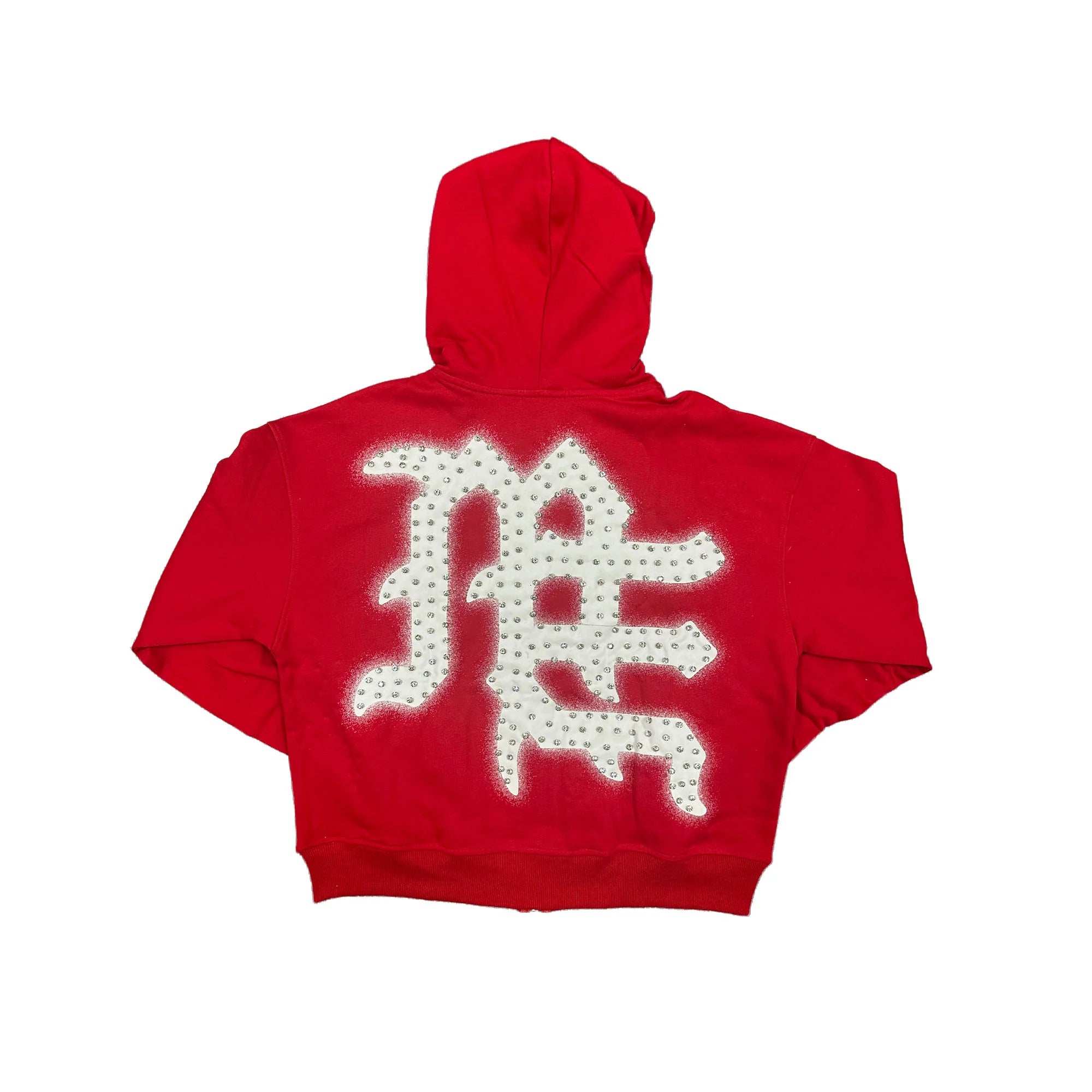 Mixed Emotions "End" Red Rhinestone Hoodie
