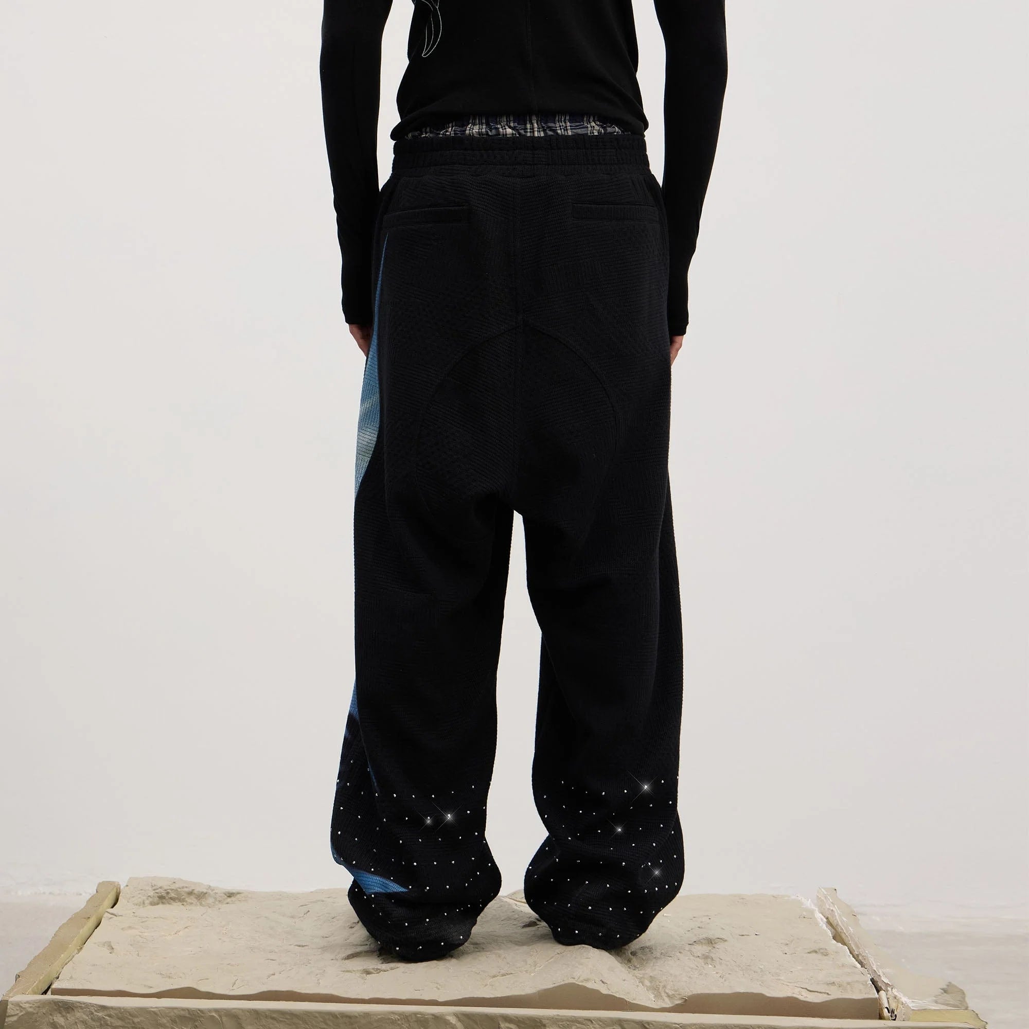DND4DES "Virgin Mary" Rhinestone Black Sweat Pants