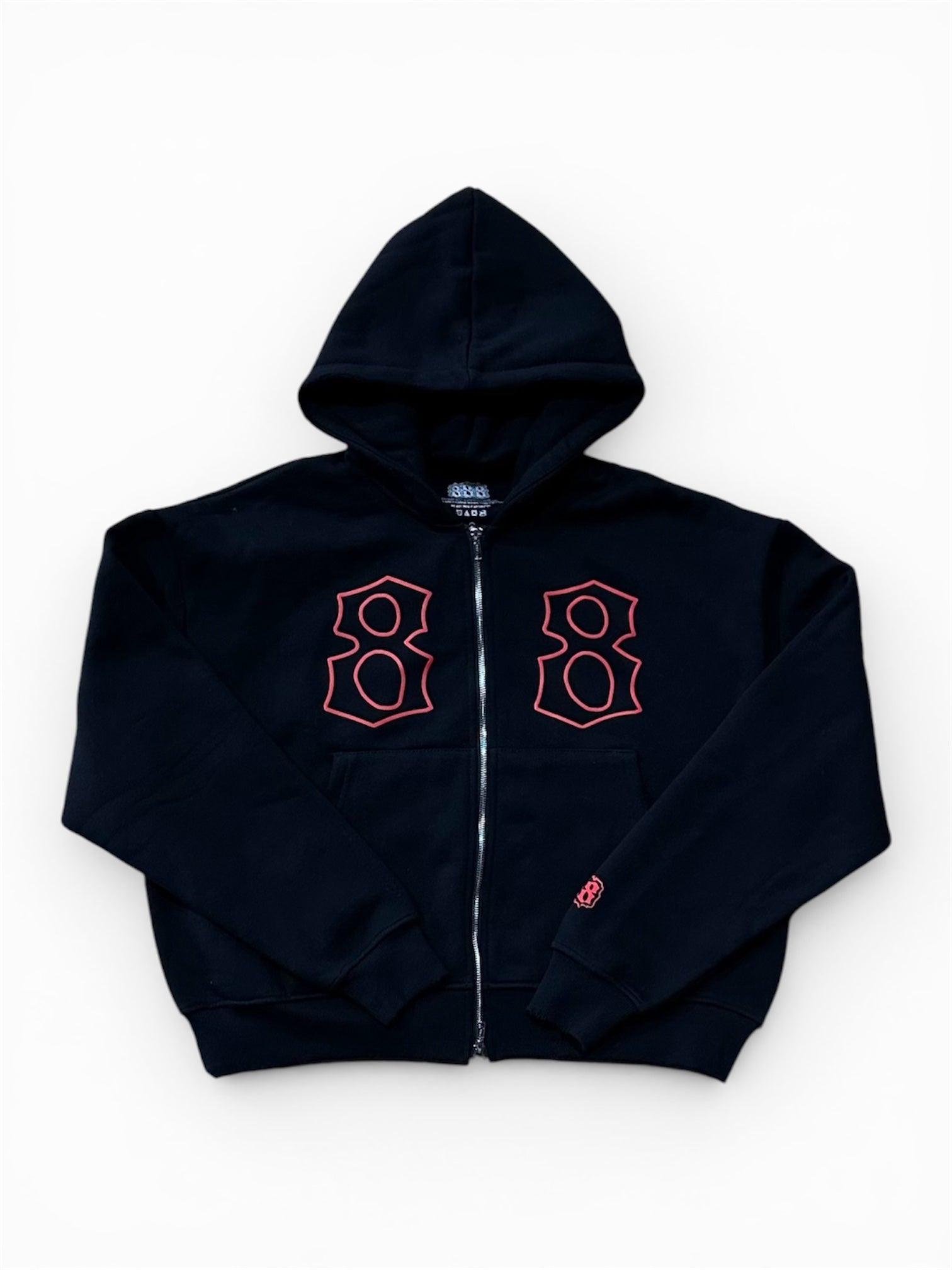 Louev 888 "Puff" Black/Red Zip-Up Hoodie