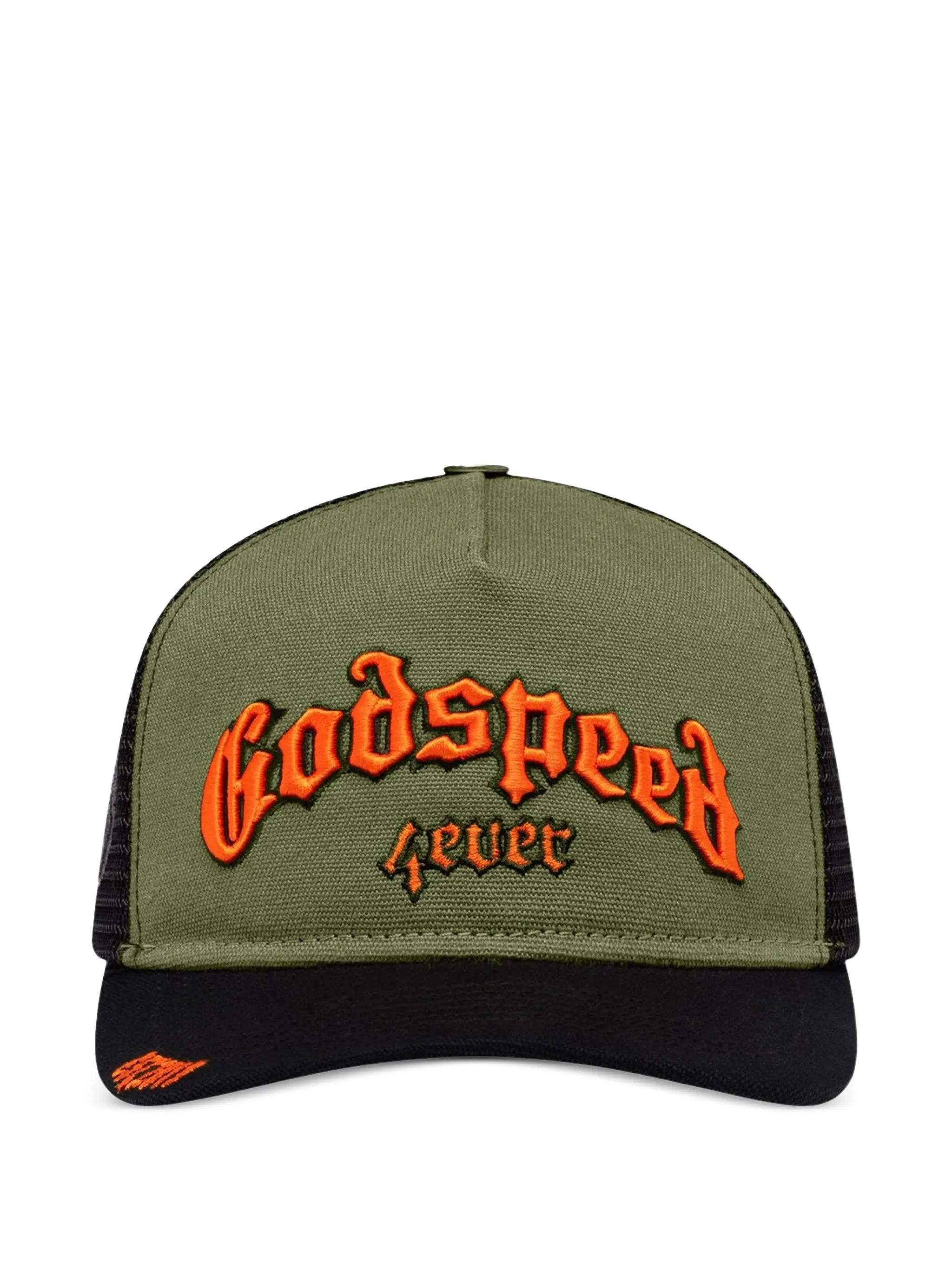 Godspeed  "Undefeated" Olive/Orange Trucker