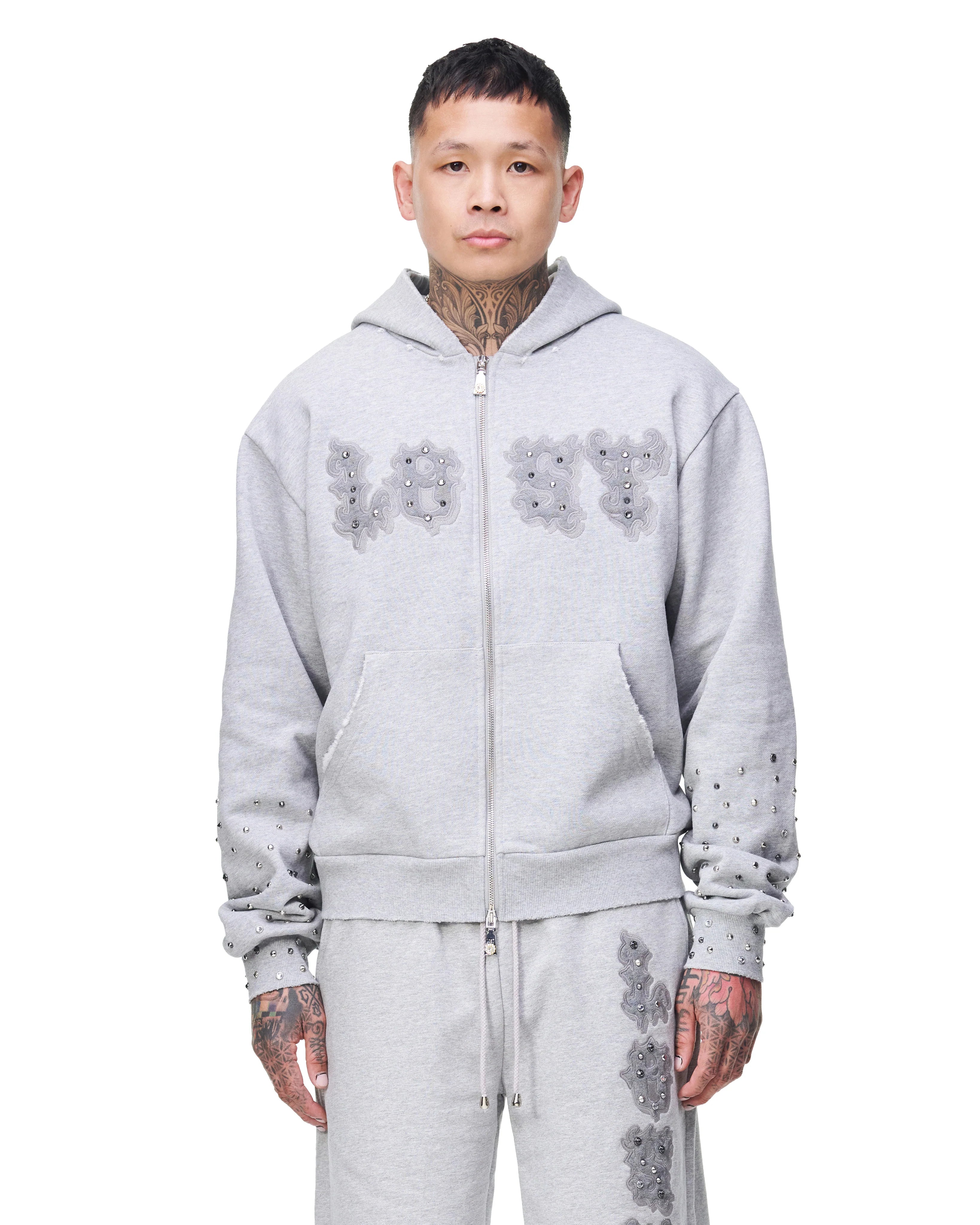 Lost Intricacy "Grey Patch" Zip-Up Hoodie